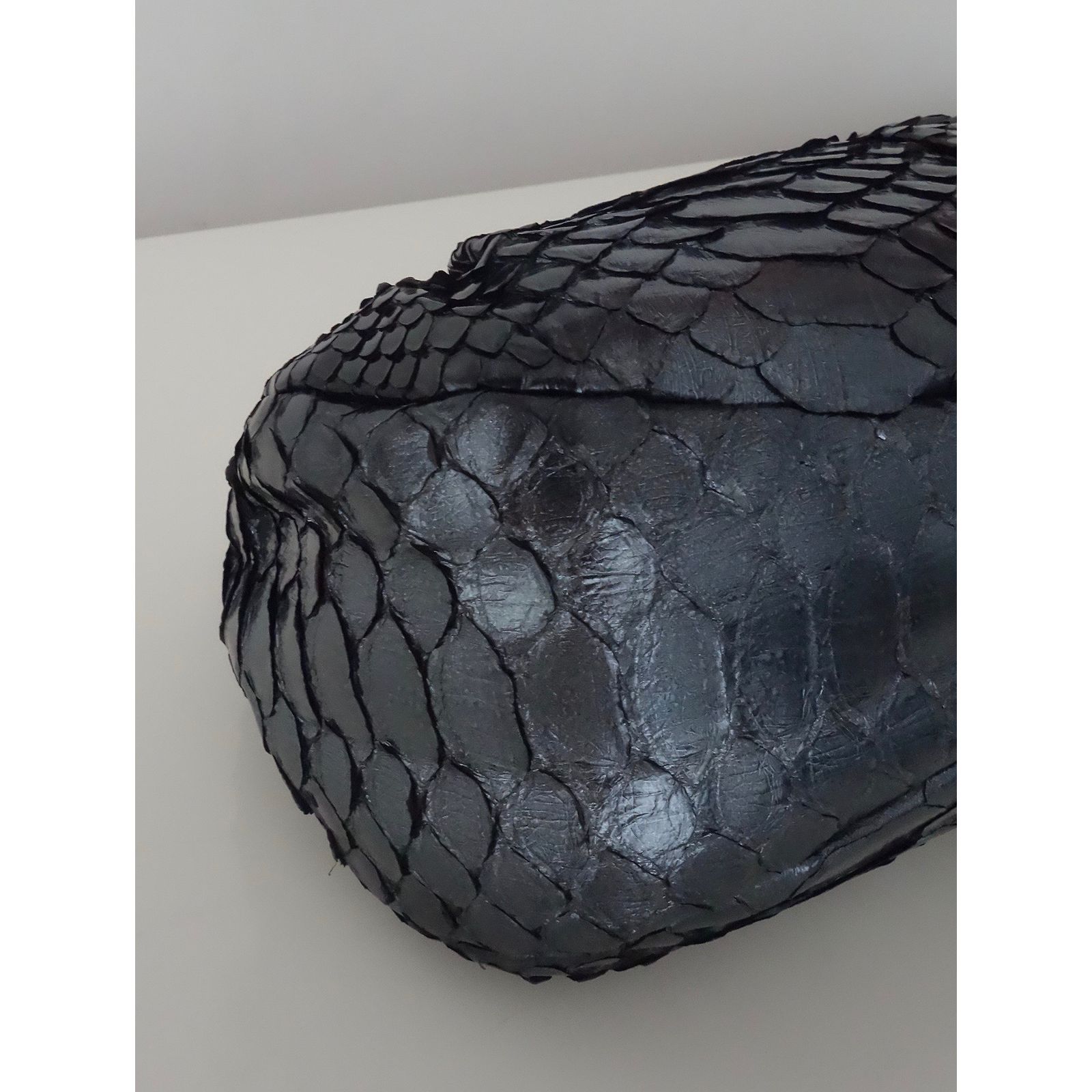 Python Chanel Pouch CHANEL PYTHON POUCH Black Grey ref.103647 - Joli Closet