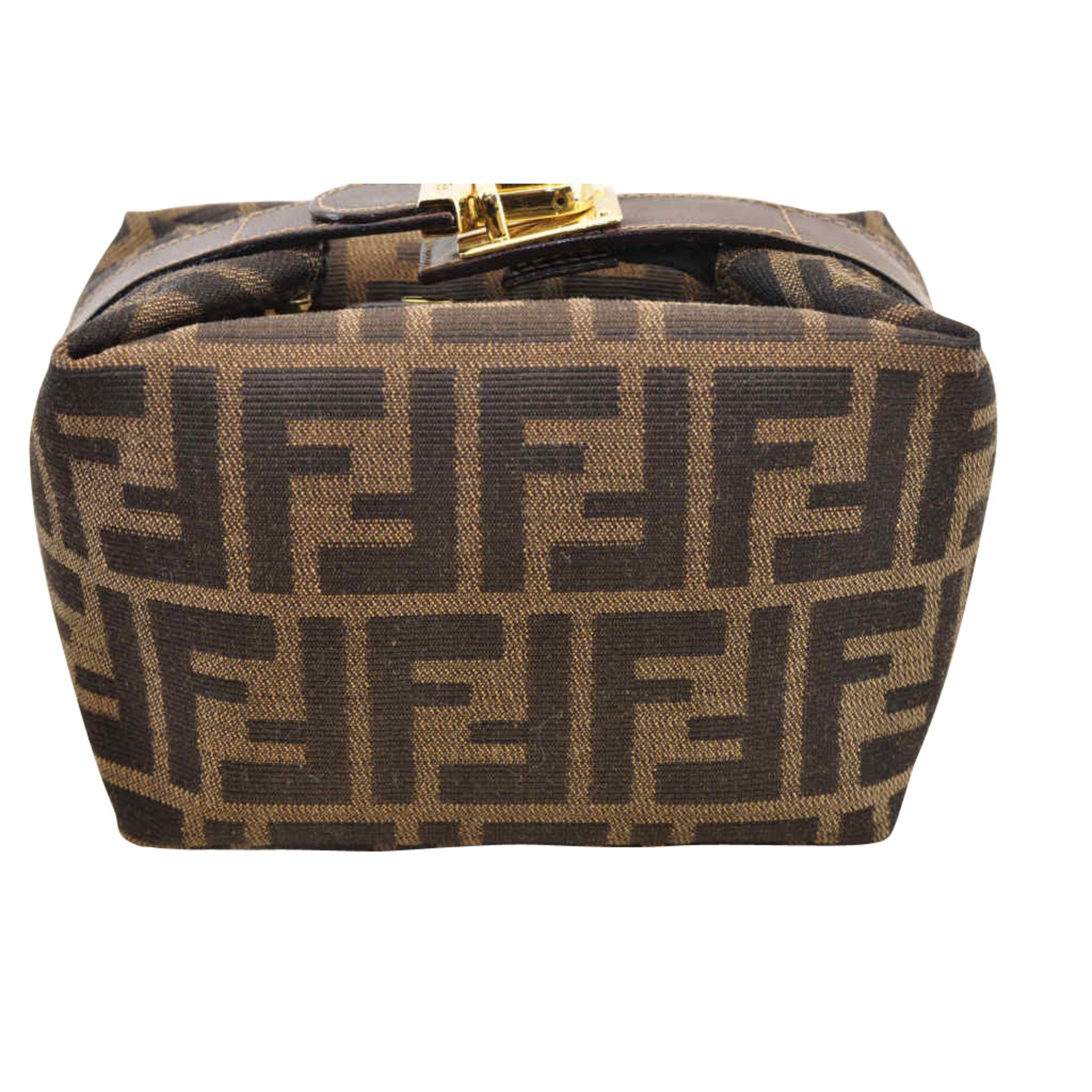 Pre Loved Fendi Zucca Canvas Vanity Cosmetic Pouch Black Brown Black W –  Bluefly