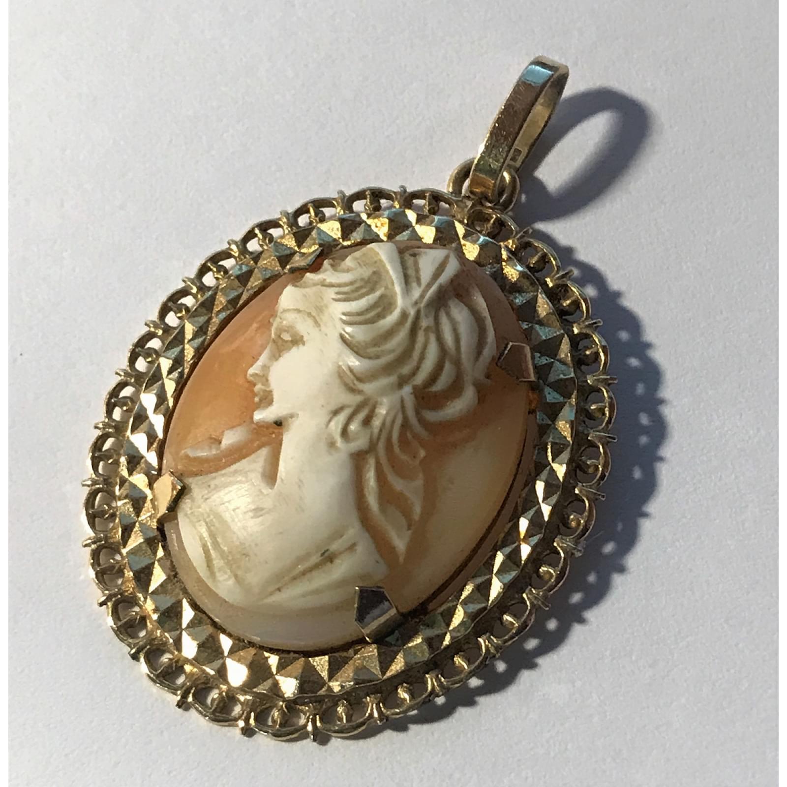 Pendentif Charm Cœur Or Massif 18K Agate Bleue Vintage Années '80 Made