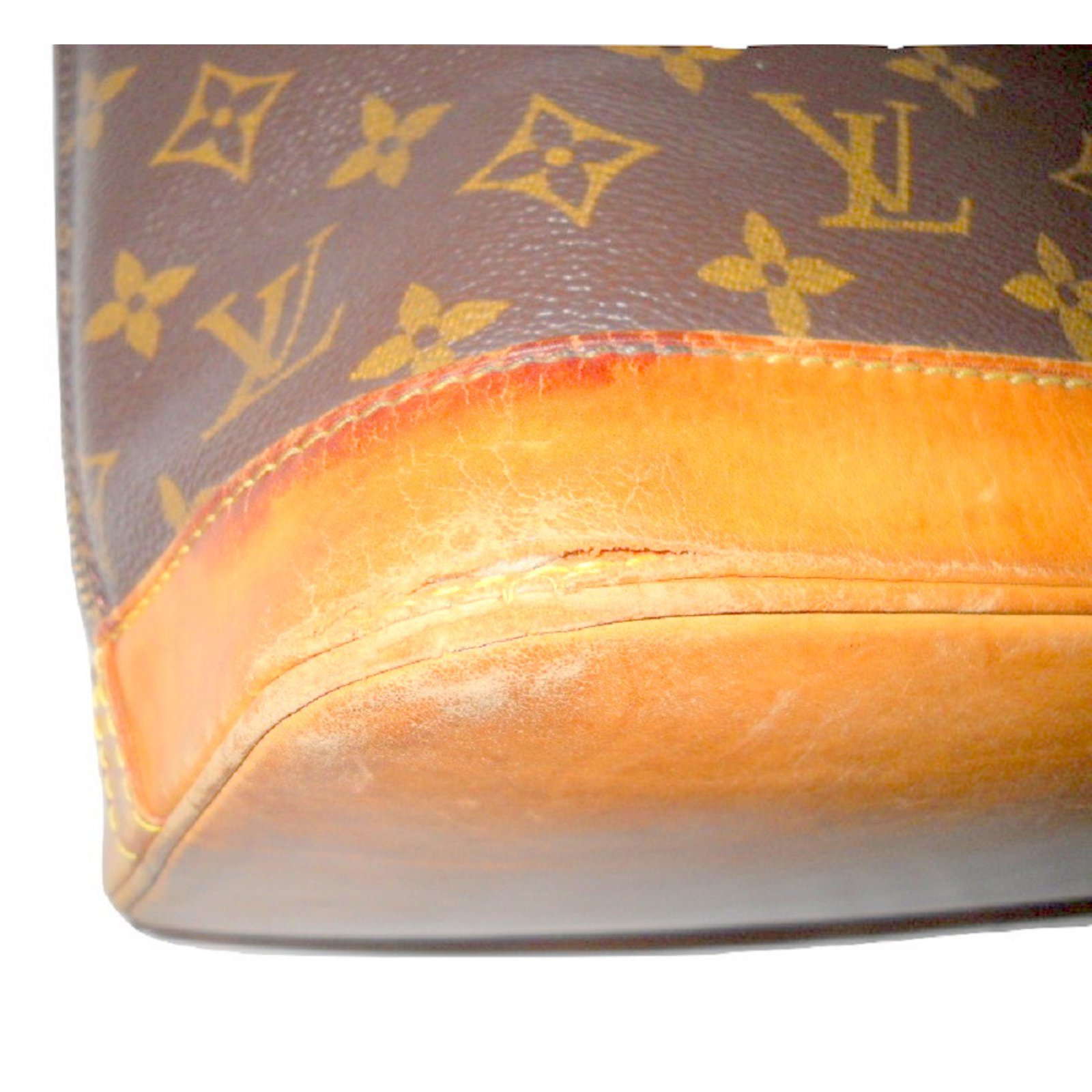 LOUIS VUITTON vintage bag Alma monogram Brown Orange Leather Synthetic  Cloth ref.104358 - Joli Closet