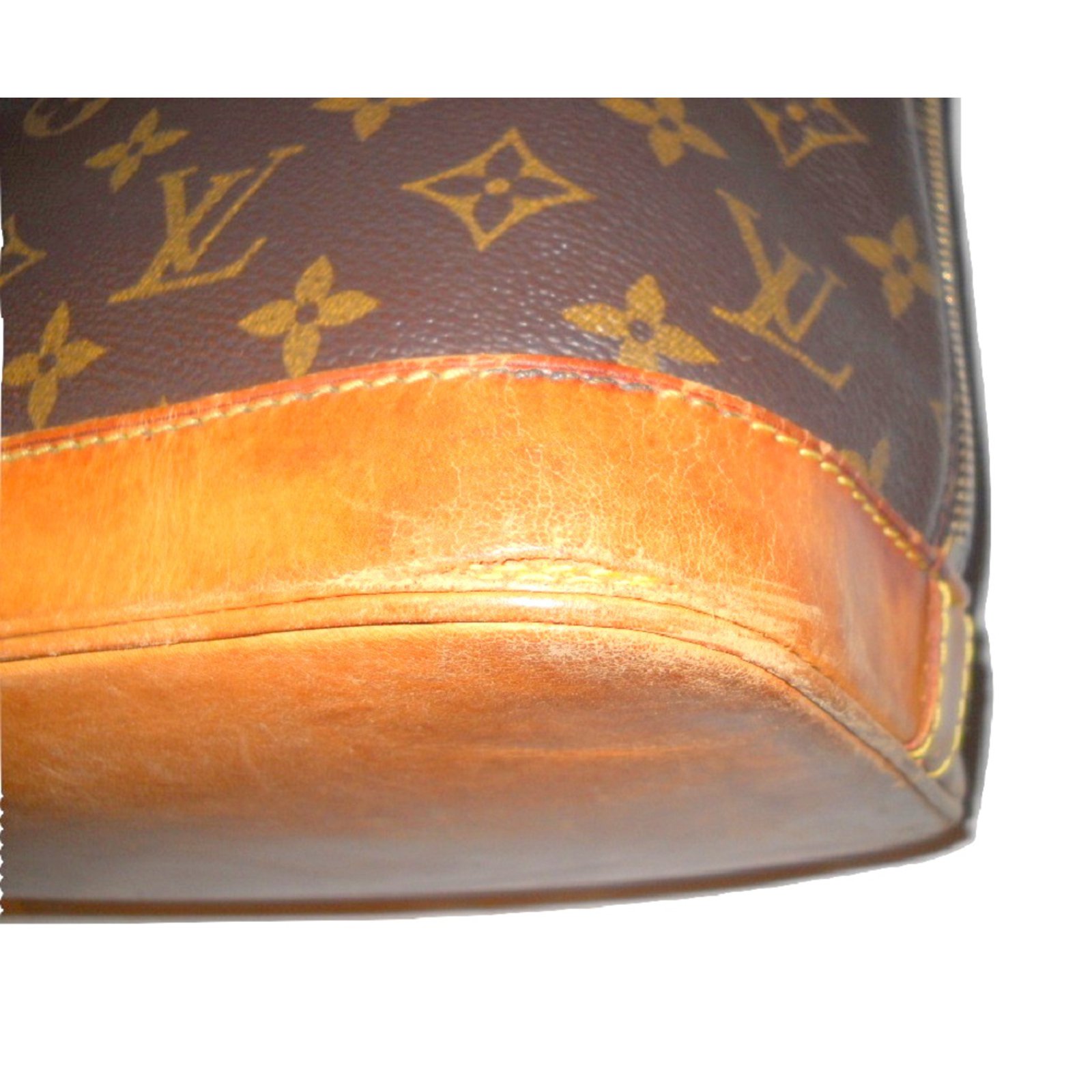 LOUIS VUITTON vintage bag Alma monogram Brown Orange Leather Synthetic  Cloth ref.104358 - Joli Closet