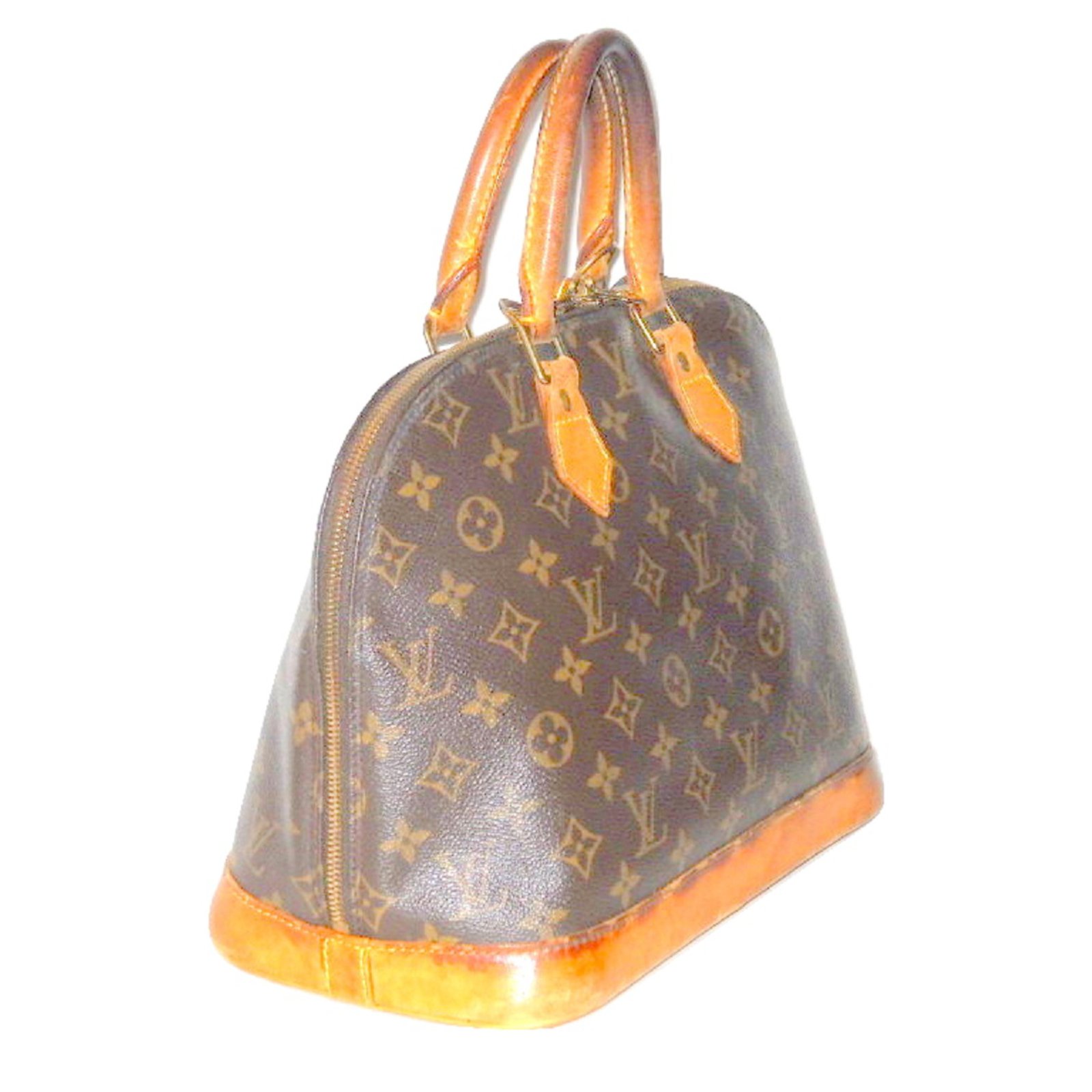 LOUIS VUITTON vintage bag Alma monogram Brown Orange Leather Synthetic  Cloth ref.104358 - Joli Closet