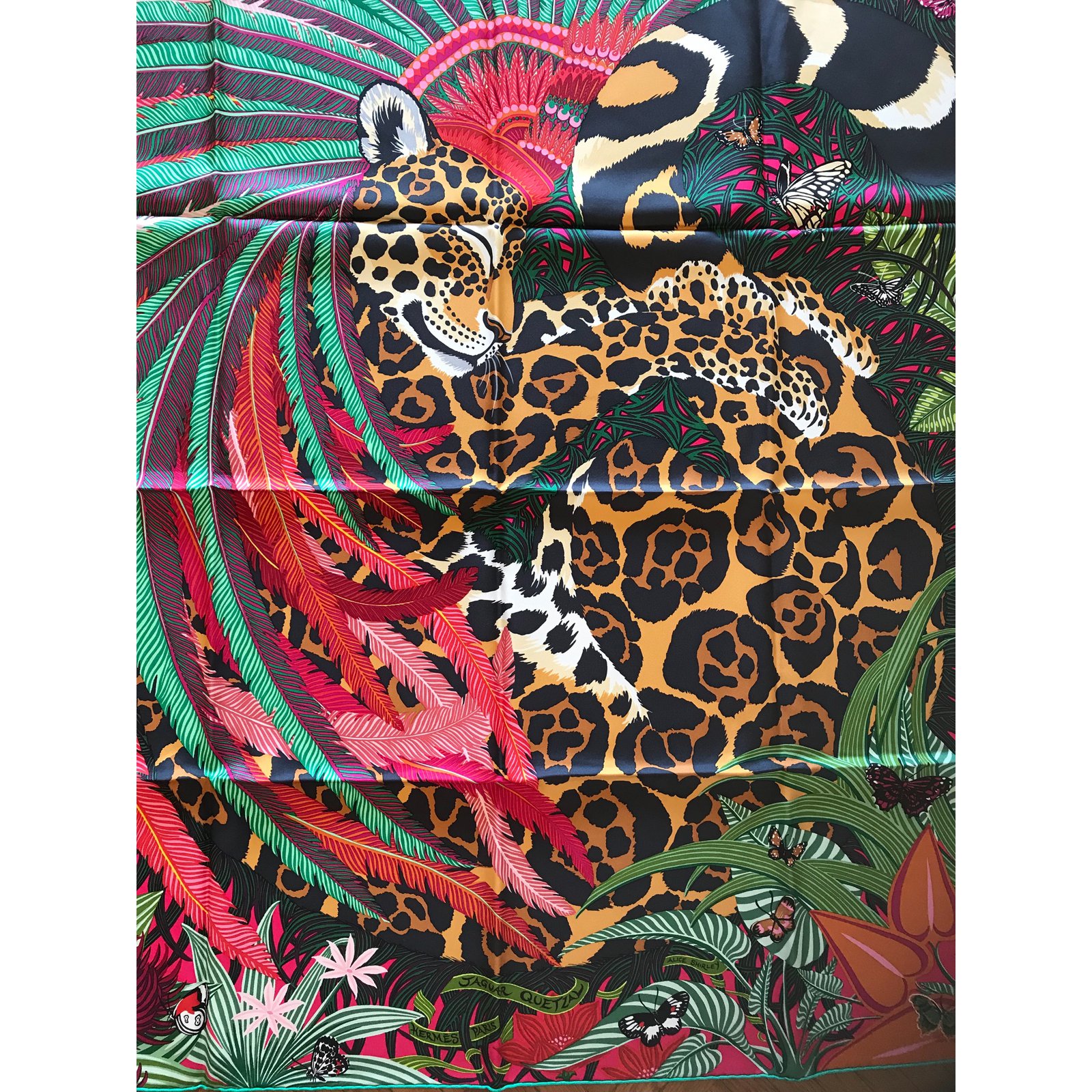 Hermès Square Hermes 90 Jaguar Quetzal 