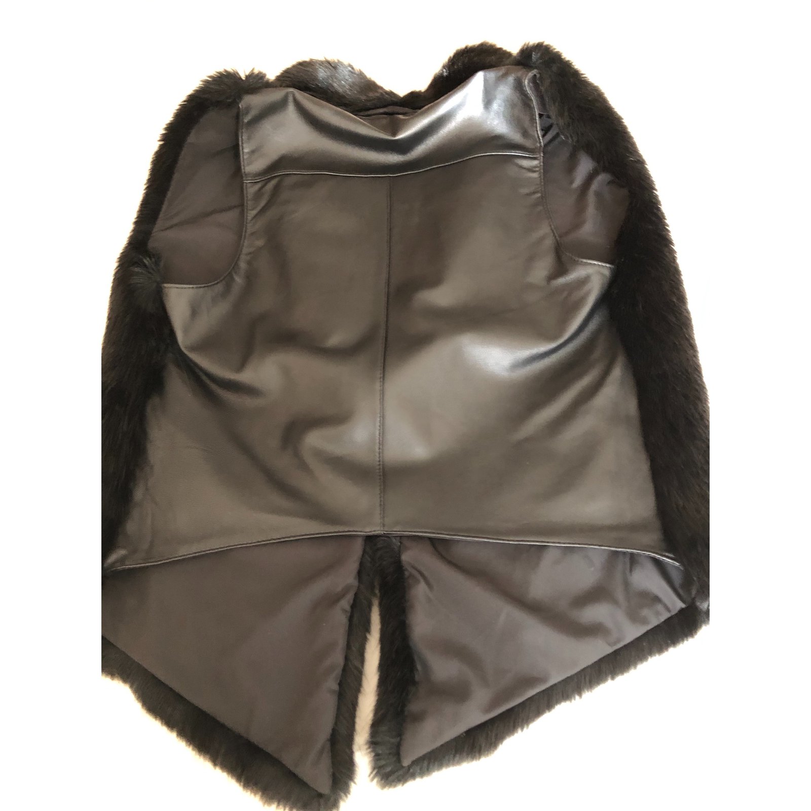 René Lezard René Lézard - New leather and fur vest Black ref.105064 ...