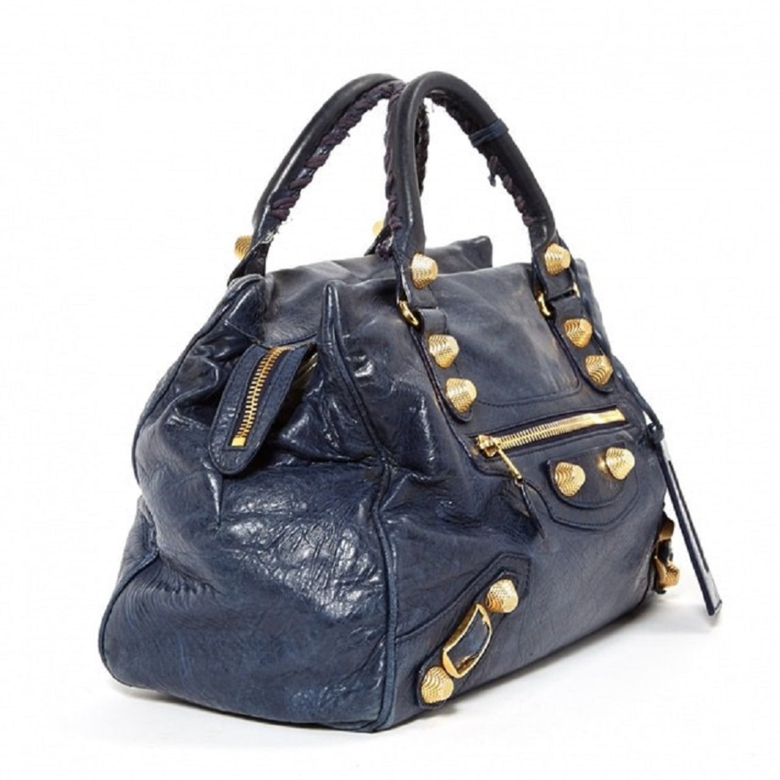 BALENCIAGA Bag Work Giant model 21 Navy blue Leather ref.105354 - Joli ...