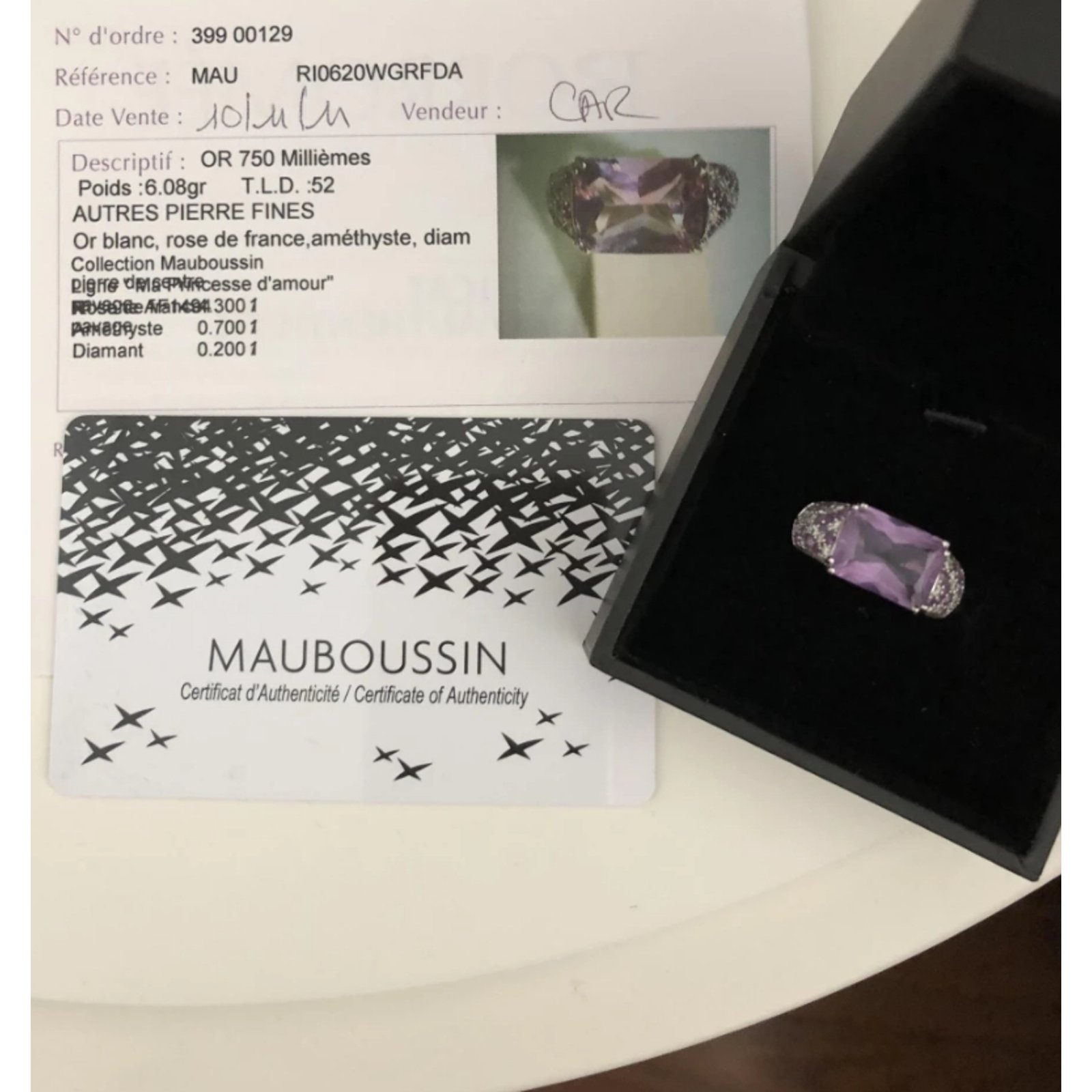 Bagues Mauboussin Bague Ma Princesse D Amour 52 Or Blanc Argente Violet Ref Joli Closet