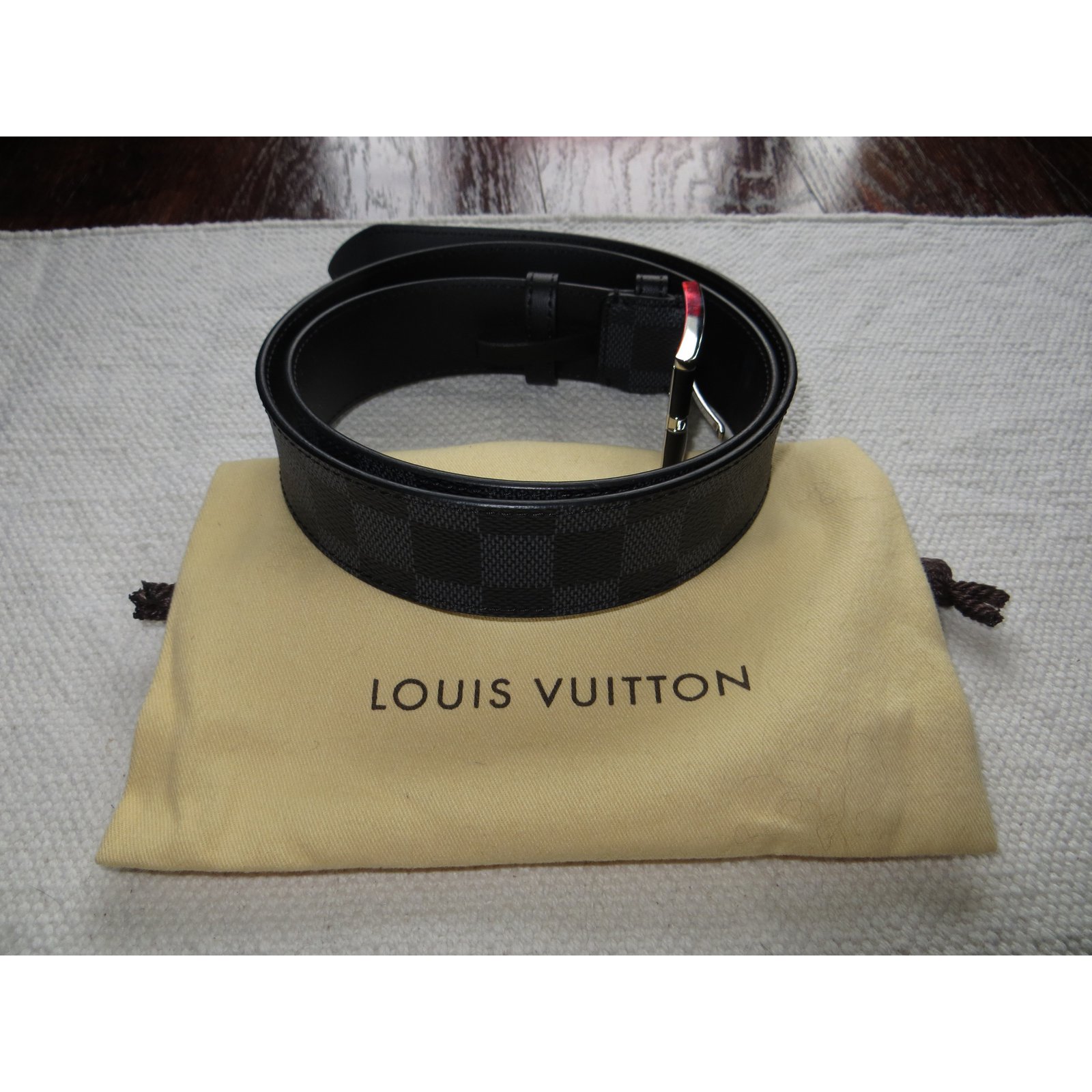 Authentic Louis Vuitton Belt M9694 95/38 Black CA0141 Free Shipping  Pre-owned