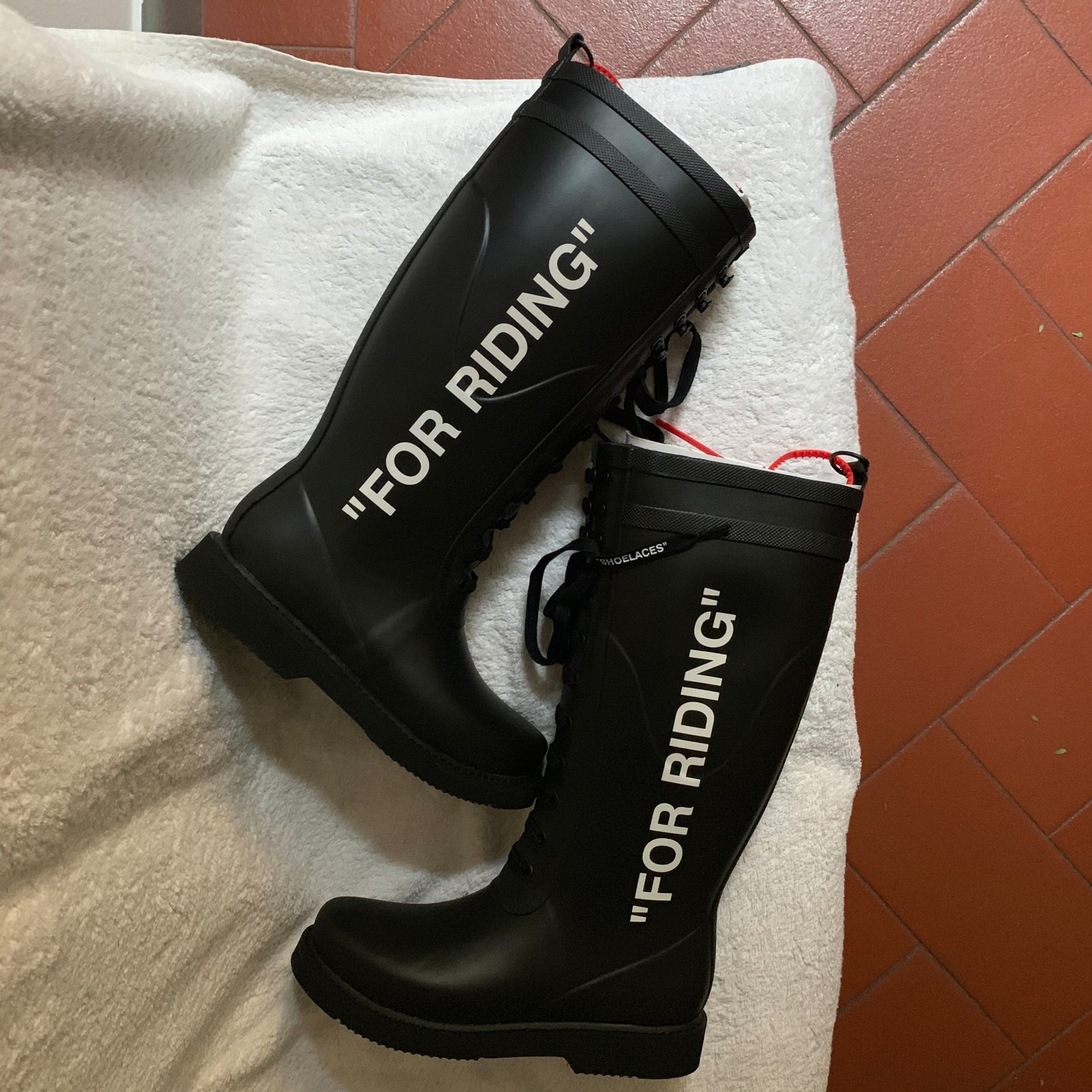 off white wellington boots