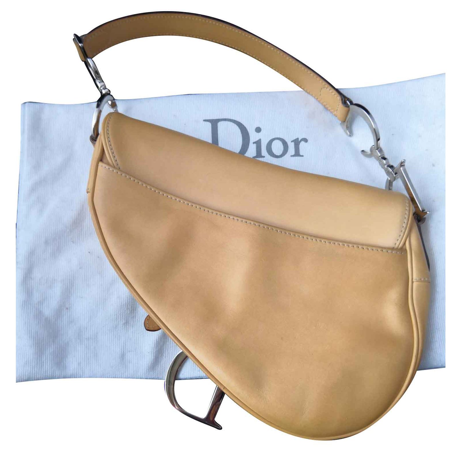 Rare Saddle Bag Dior genuine leather Beige ref.105561 - Joli Closet
