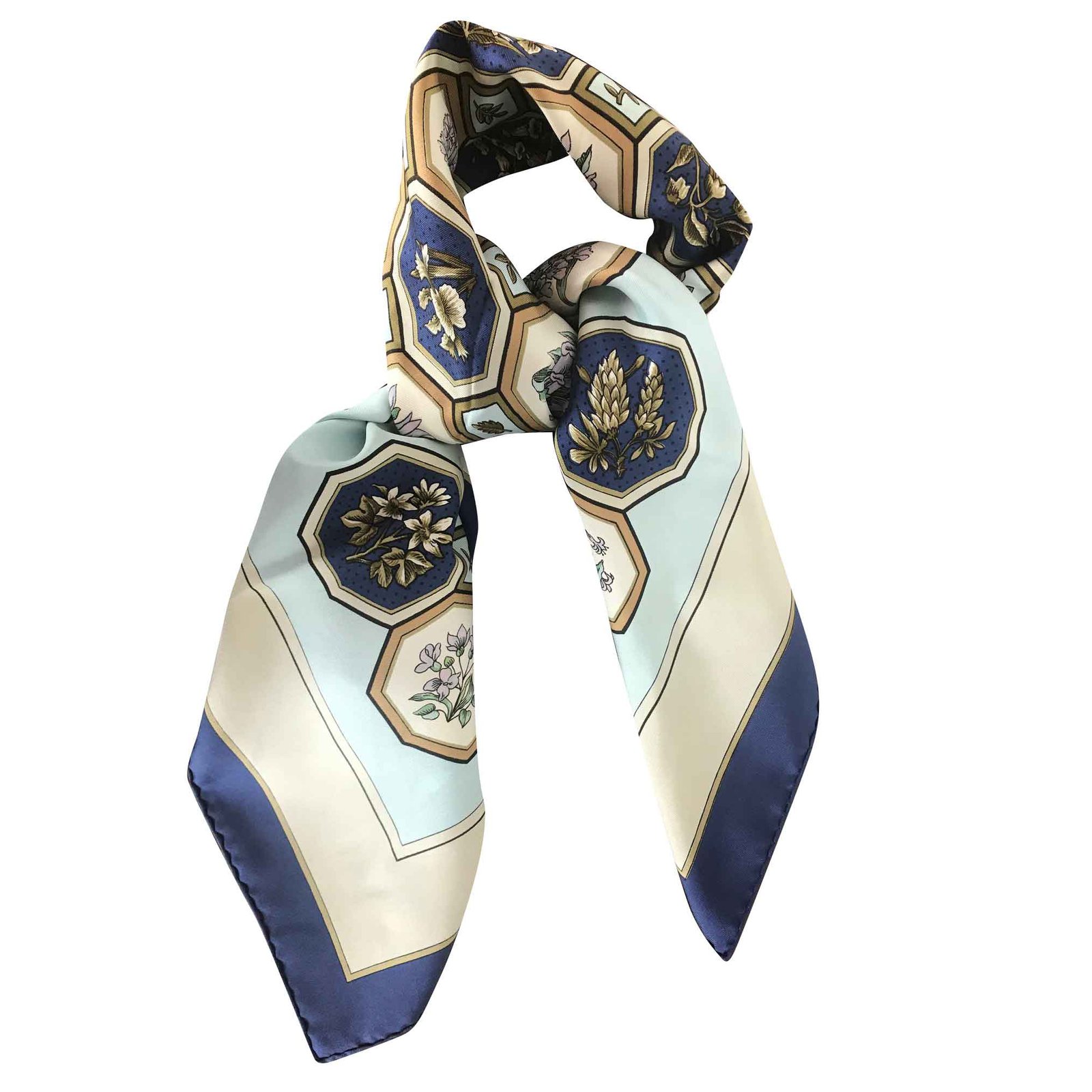 Hermès tiles Navy blue Silk ref.105729 - Joli Closet