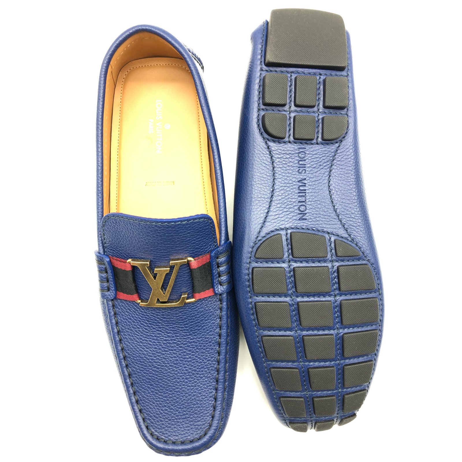 Louis Vuitton blue suede Ribbon Monte Carlo Slip On Loafers, UK9.5 - BOPF