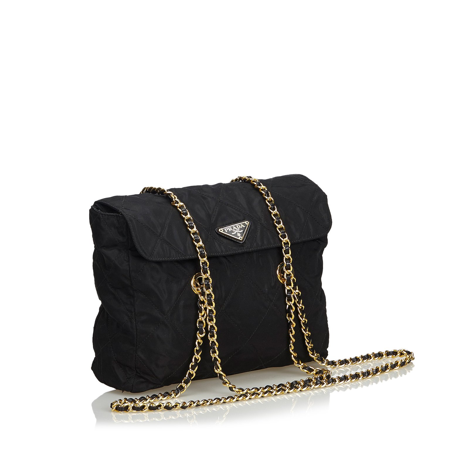 Prada Bag with Chains Black Cloth Plastic ref.104431 - Joli Closet
