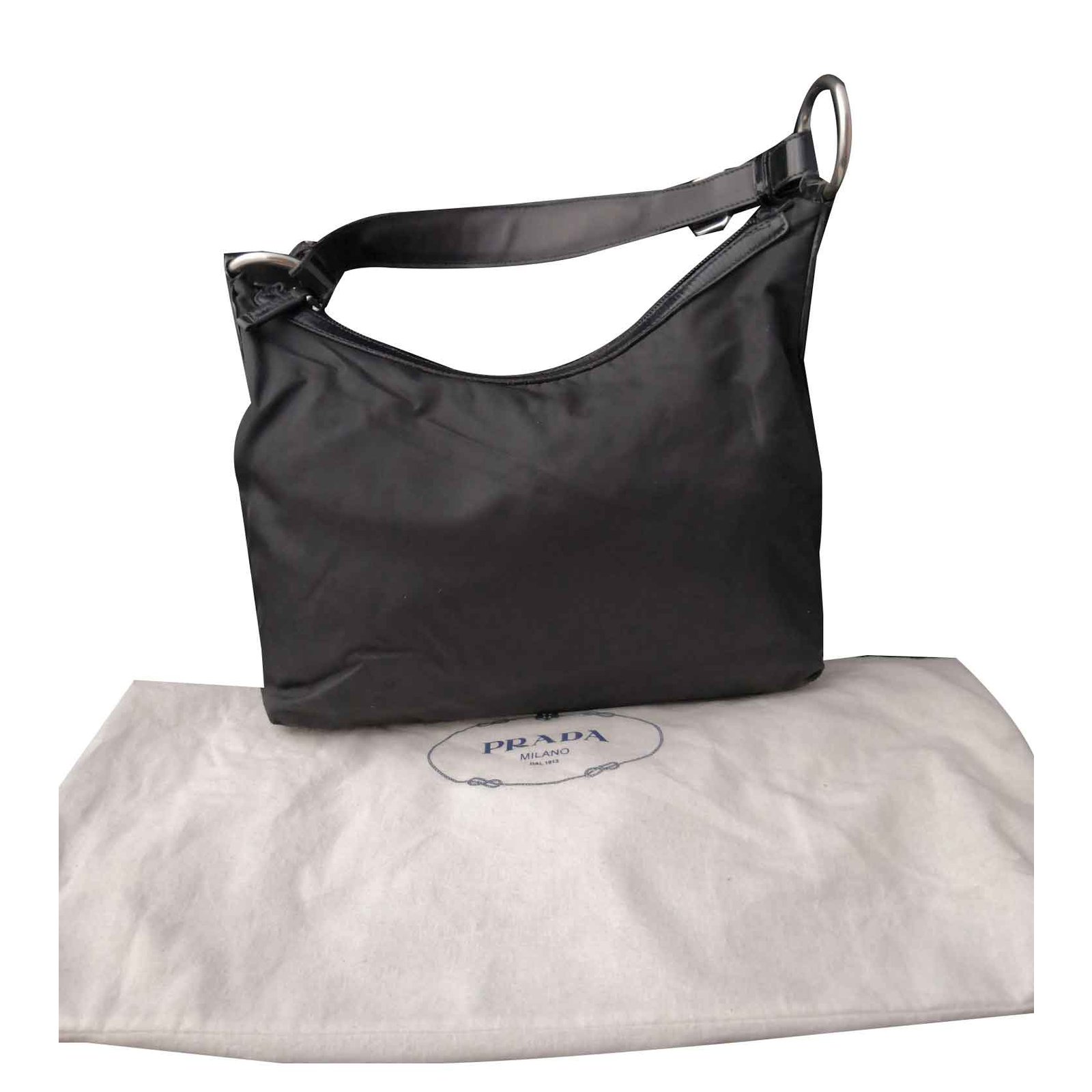 Prada Vitello Phenix Black Leather Embossed Logo Hobo Tote Bag 1BC051 – ZAK  BAGS ©️