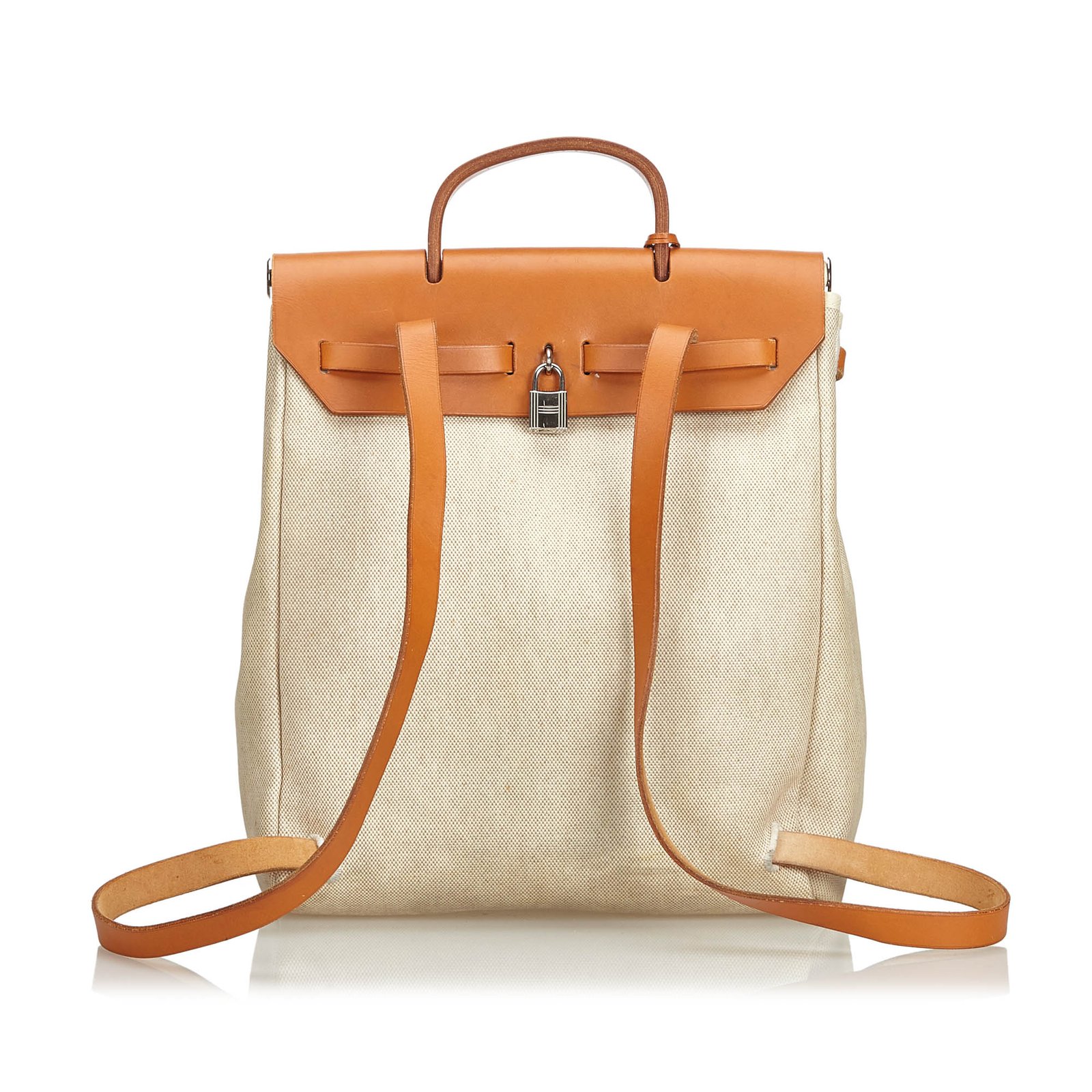 Hermès Hermes Brown Herbag Canvas Backpack Beige Leather Cloth Pony-style  calfskin Cloth ref.246836 - Joli Closet