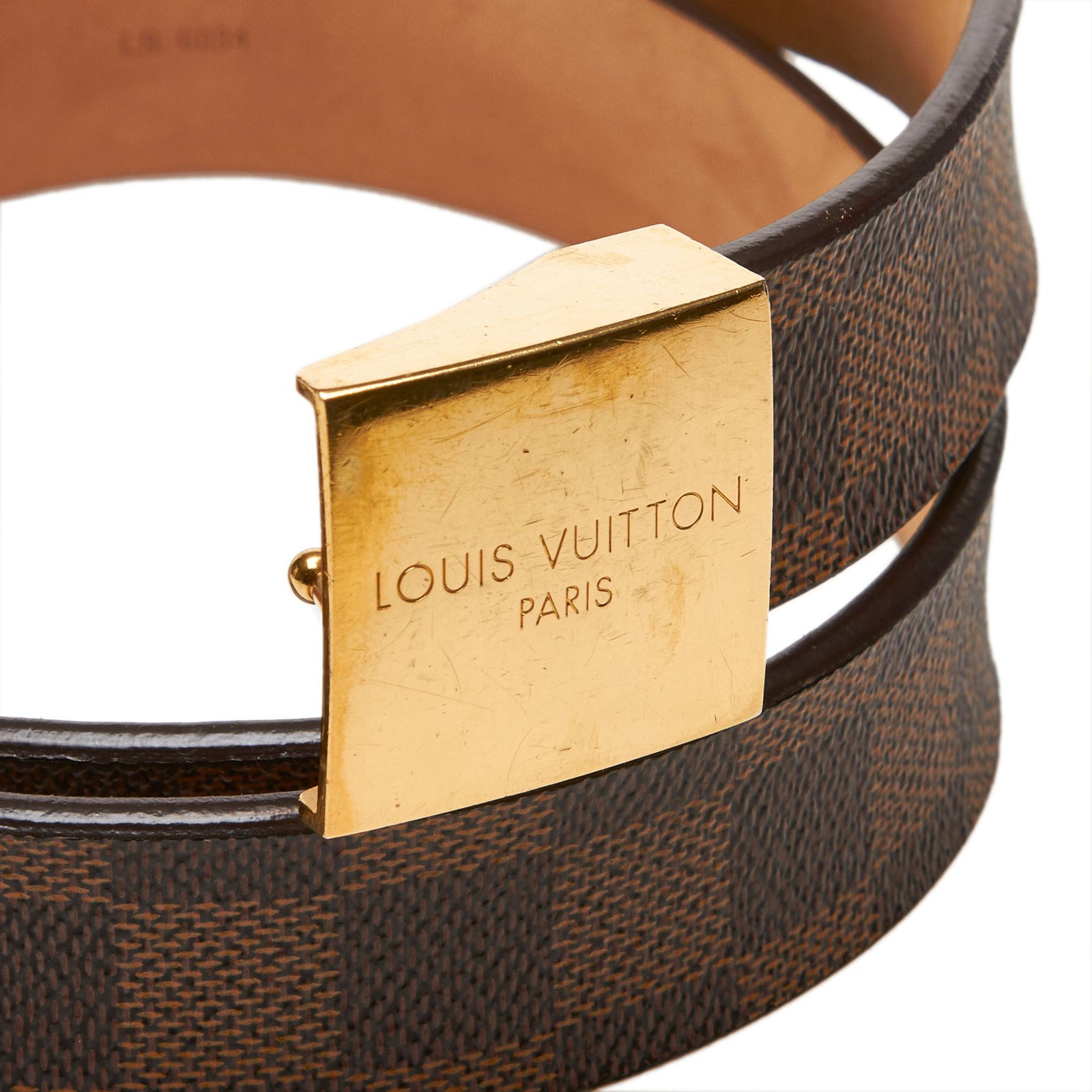Louis Vuitton Brown Damier Ebene San Tulle Belt Golden Dark brown