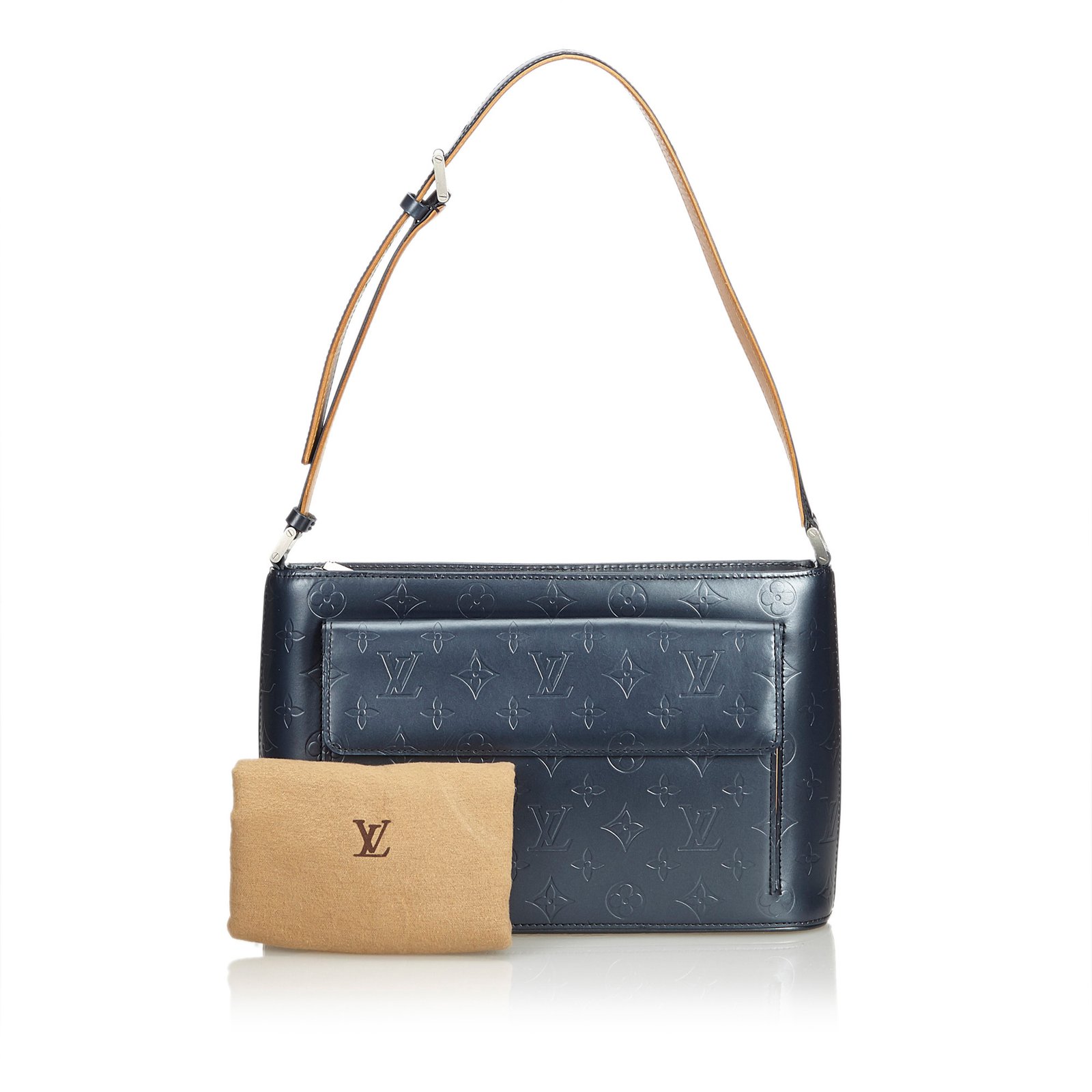 Louis Vuitton Monogram Glace Alston Blue Leather Pony-style calfskin  ref.107250 - Joli Closet