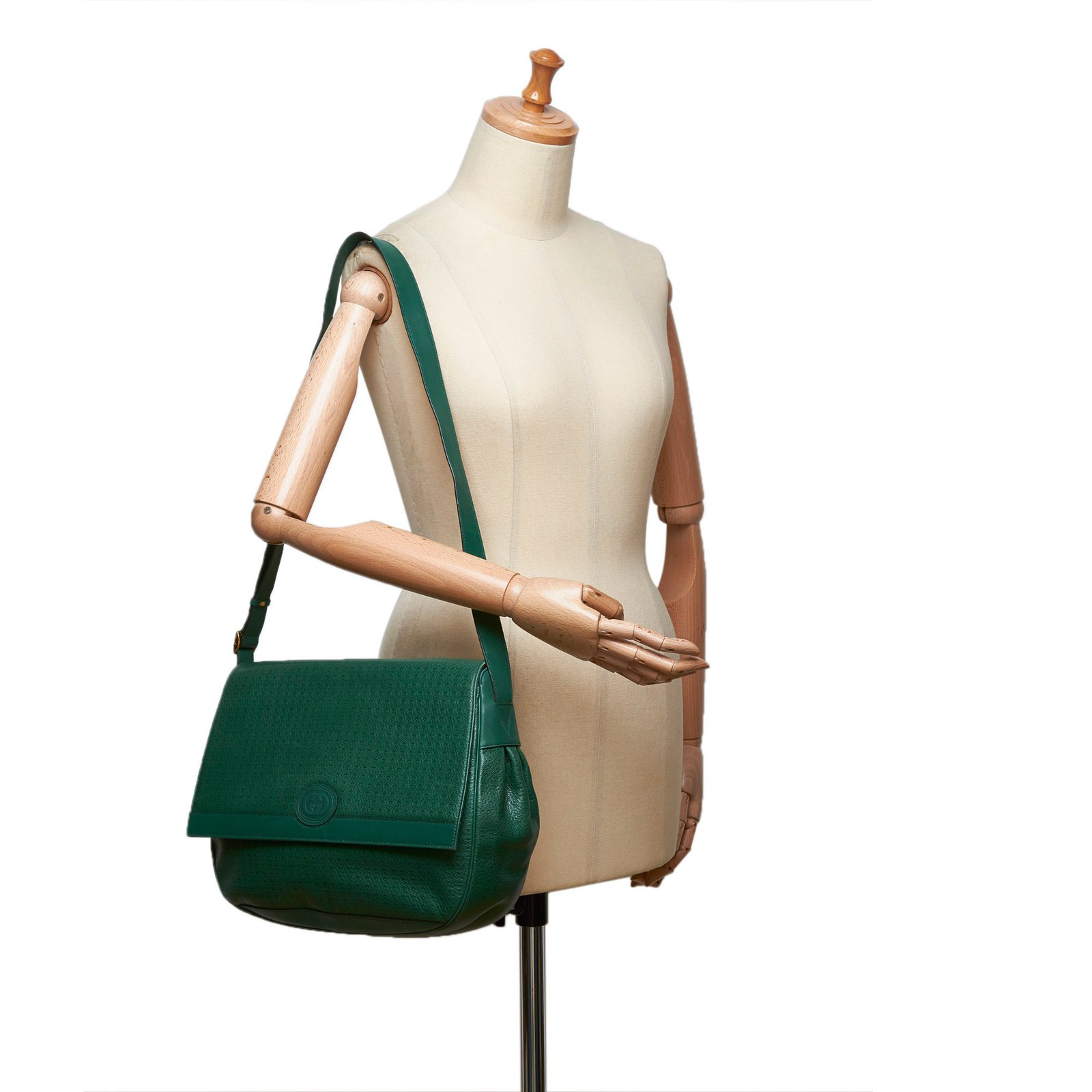 Vintage Gucci Leather Shoulder Bag Green ref.108174 - Joli Closet