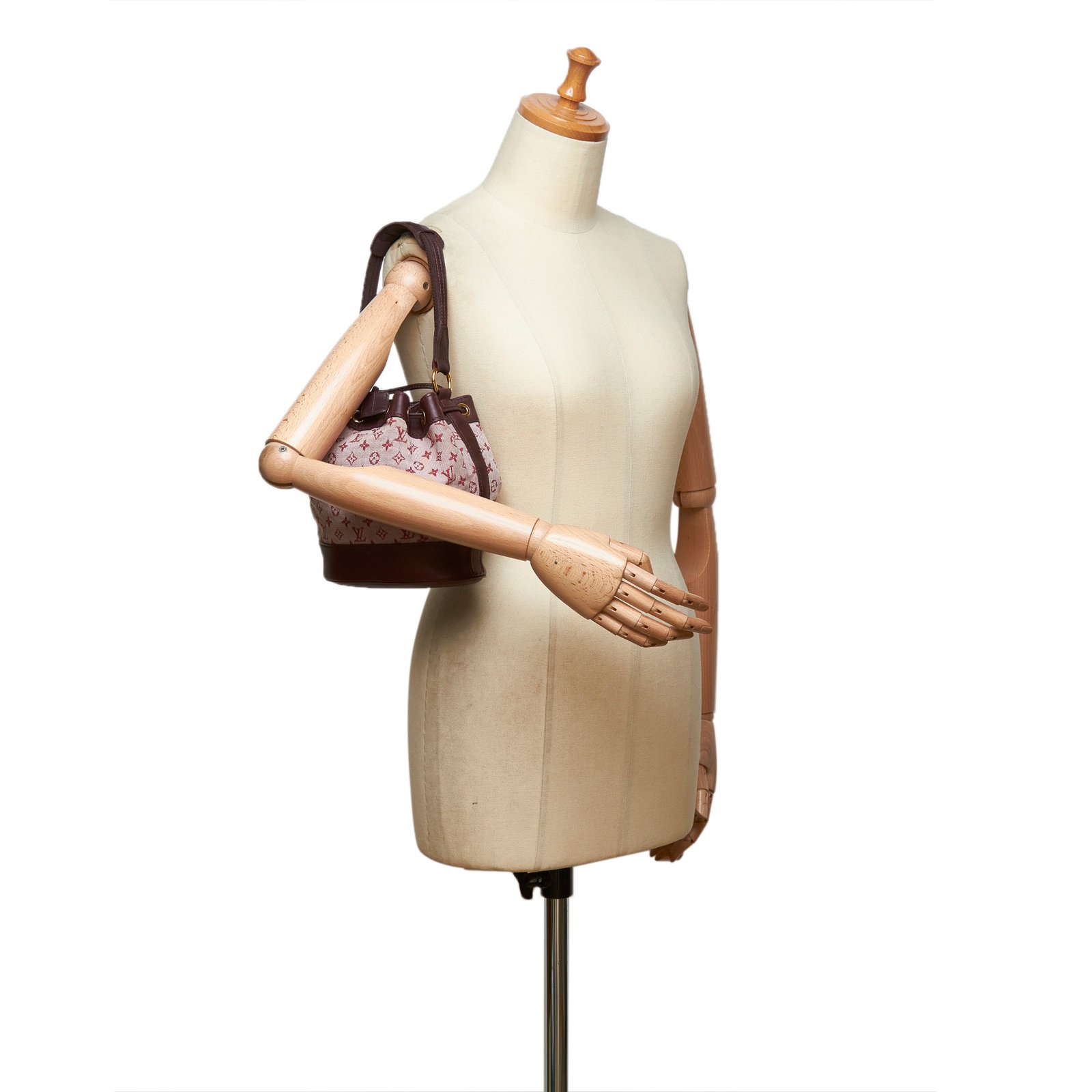 Louis Vuitton Monogram Mini Lin Noelie Brown Red Leather Cotton Cloth  ref.108402 - Joli Closet