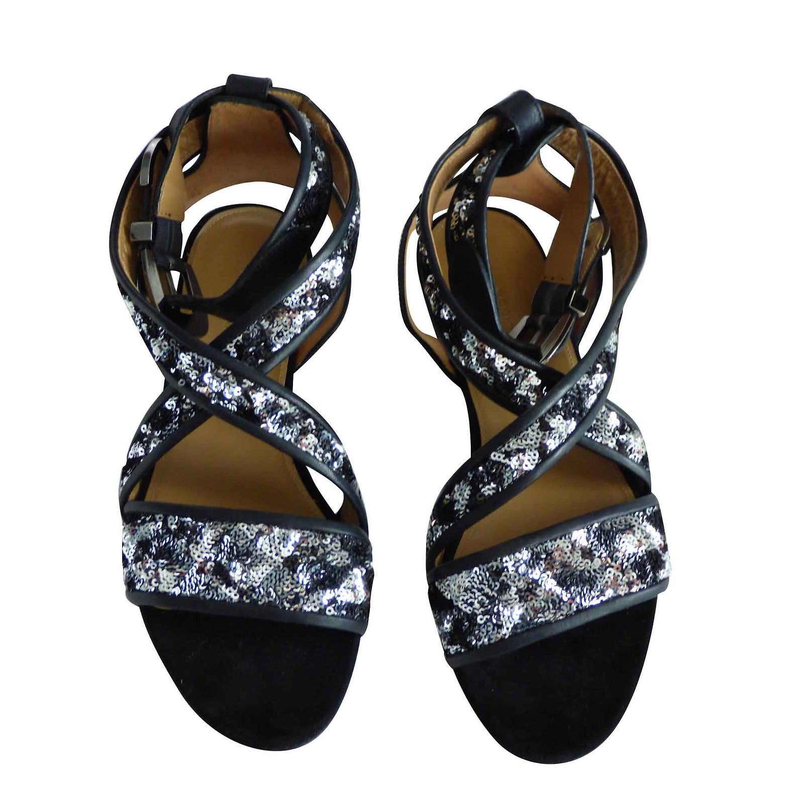 Mules Sandales à Talons Sonia Rykiel Cuir Noir Strass - Taille 37,5 - Occasion Très Bon état