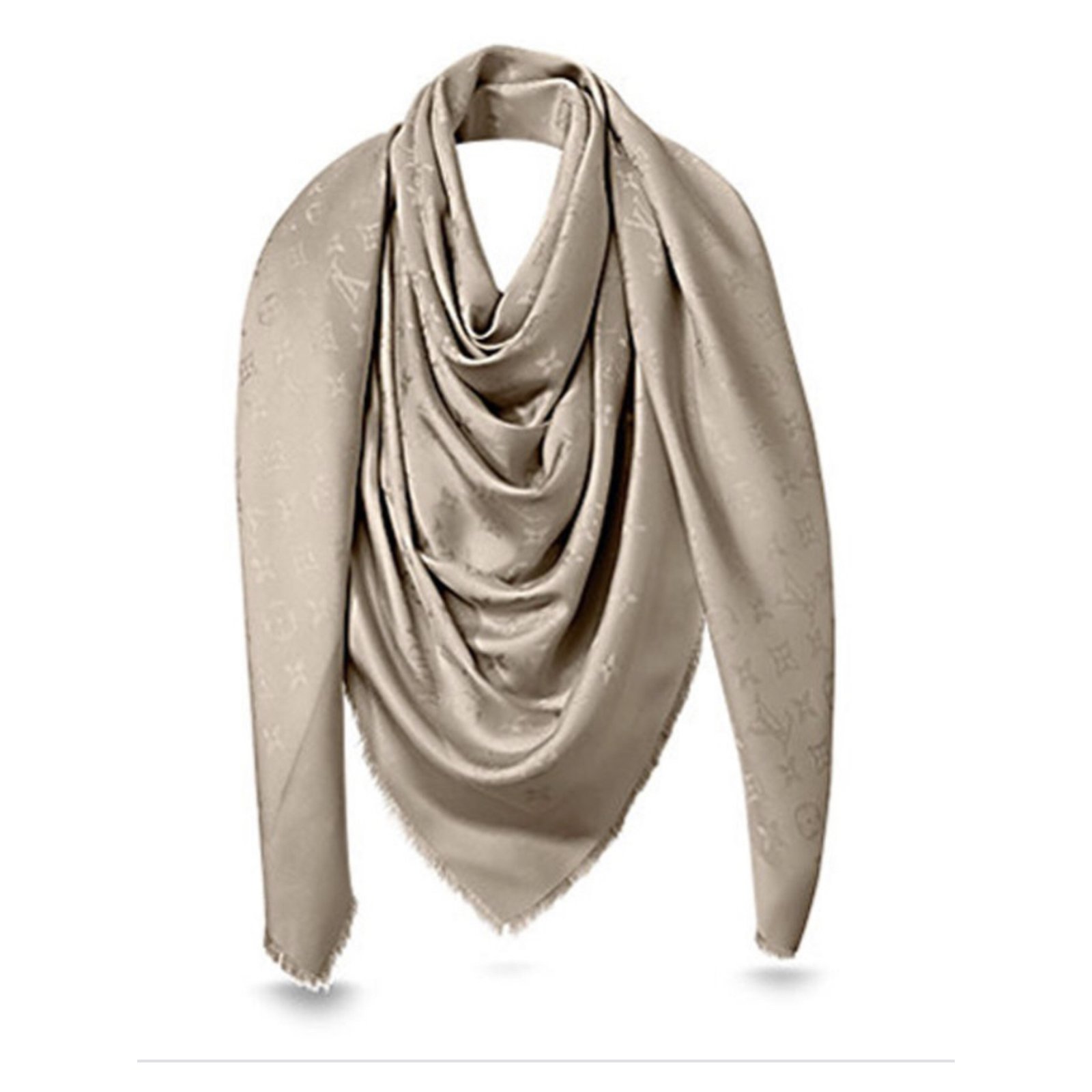 Louis Vuitton Monogram Scarf Bronze Silk ref.80658 - Joli Closet