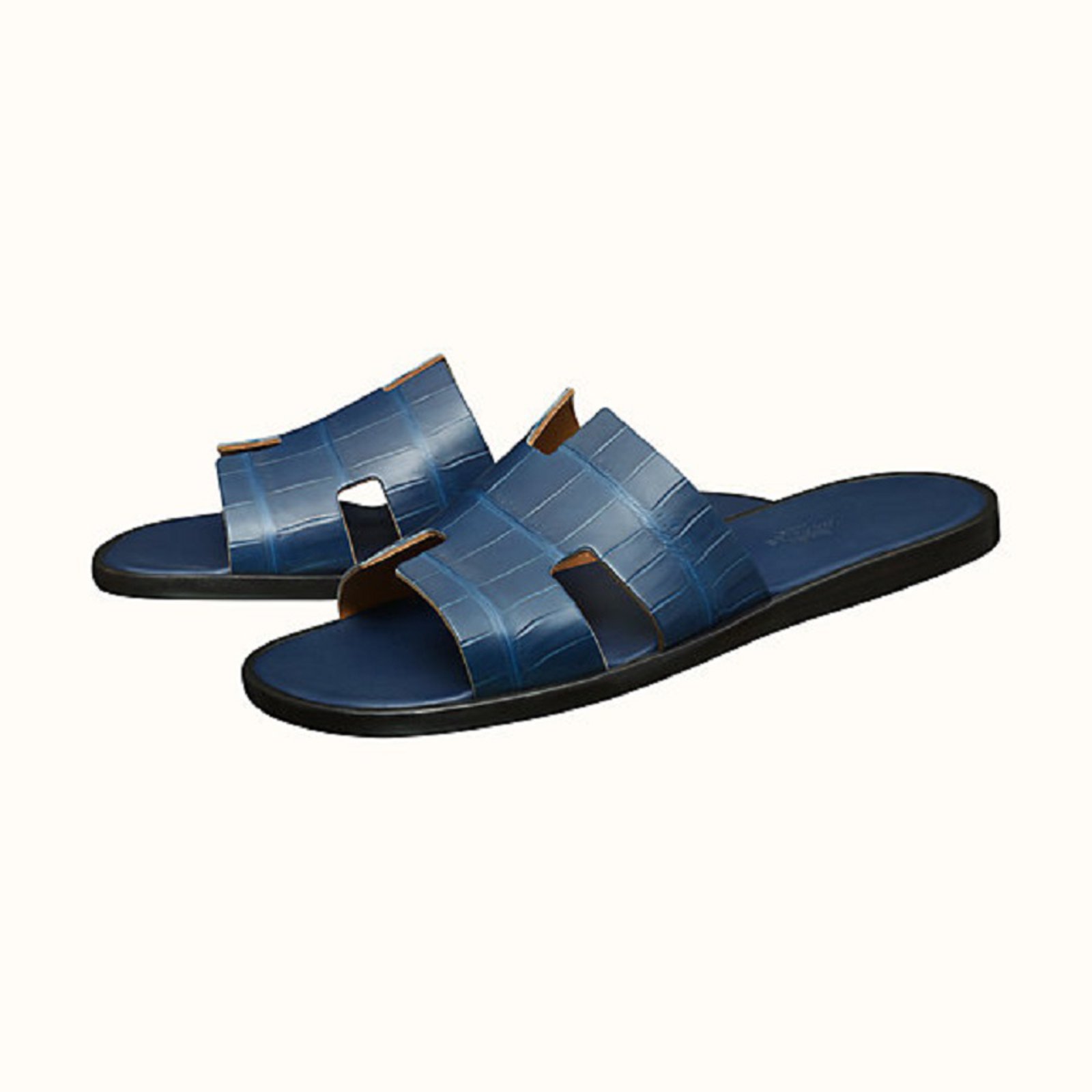Hermes Denim Blue Alligator Izmir Sandals Size 43.5 Hermes