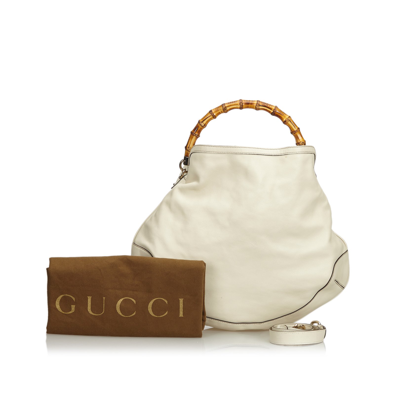 Gucci White Leather Bamboo Croisette Handbag Small Shoulder Bag For Sale at  1stDibs