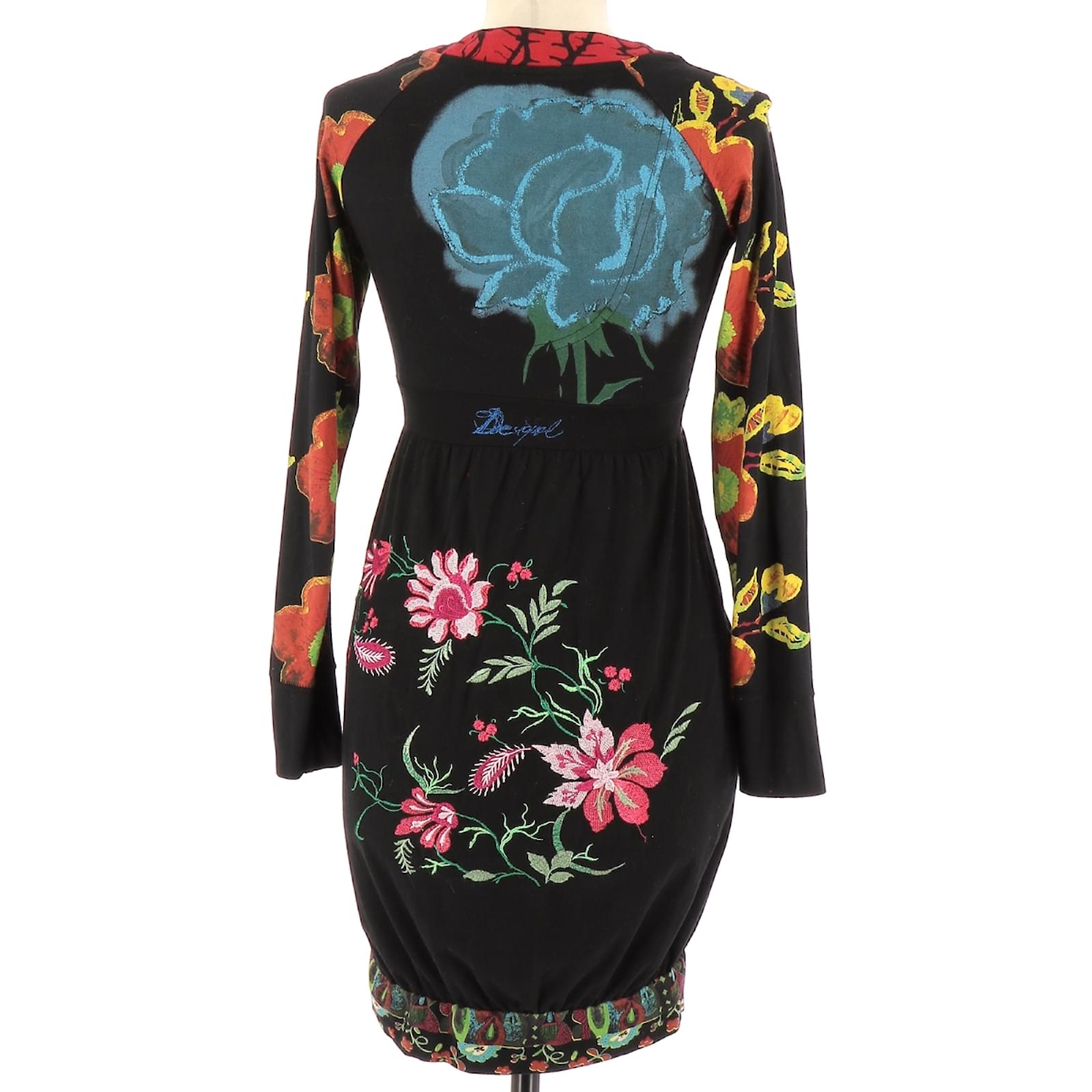 Mujer Vestido Negro Desigual 2019 Desigual Vestido Negro Algodón