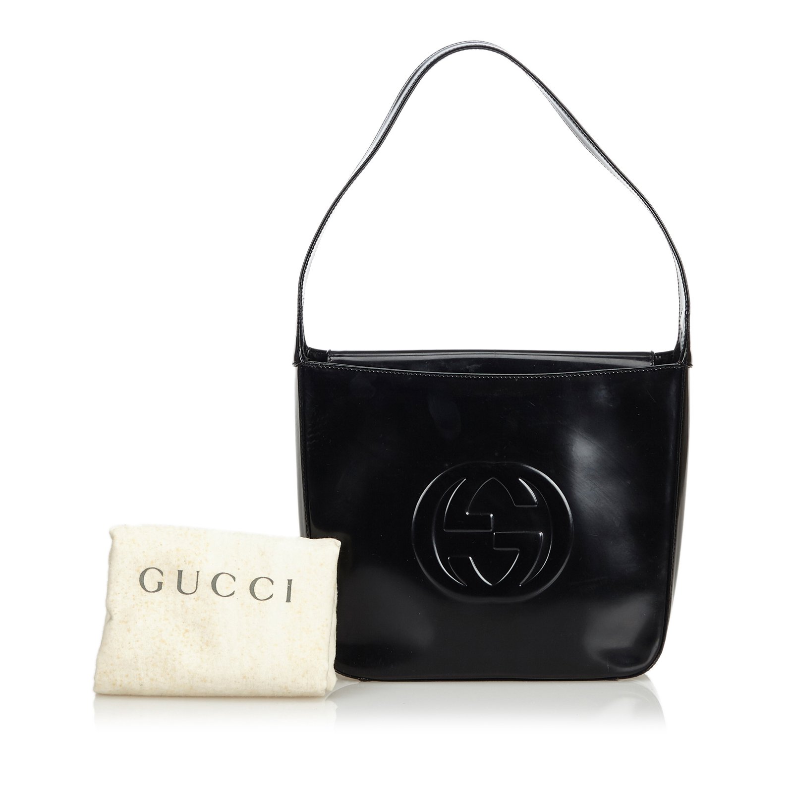 Gucci Prussian Blue Patent Leather GG Interlocking Shoulder Bag