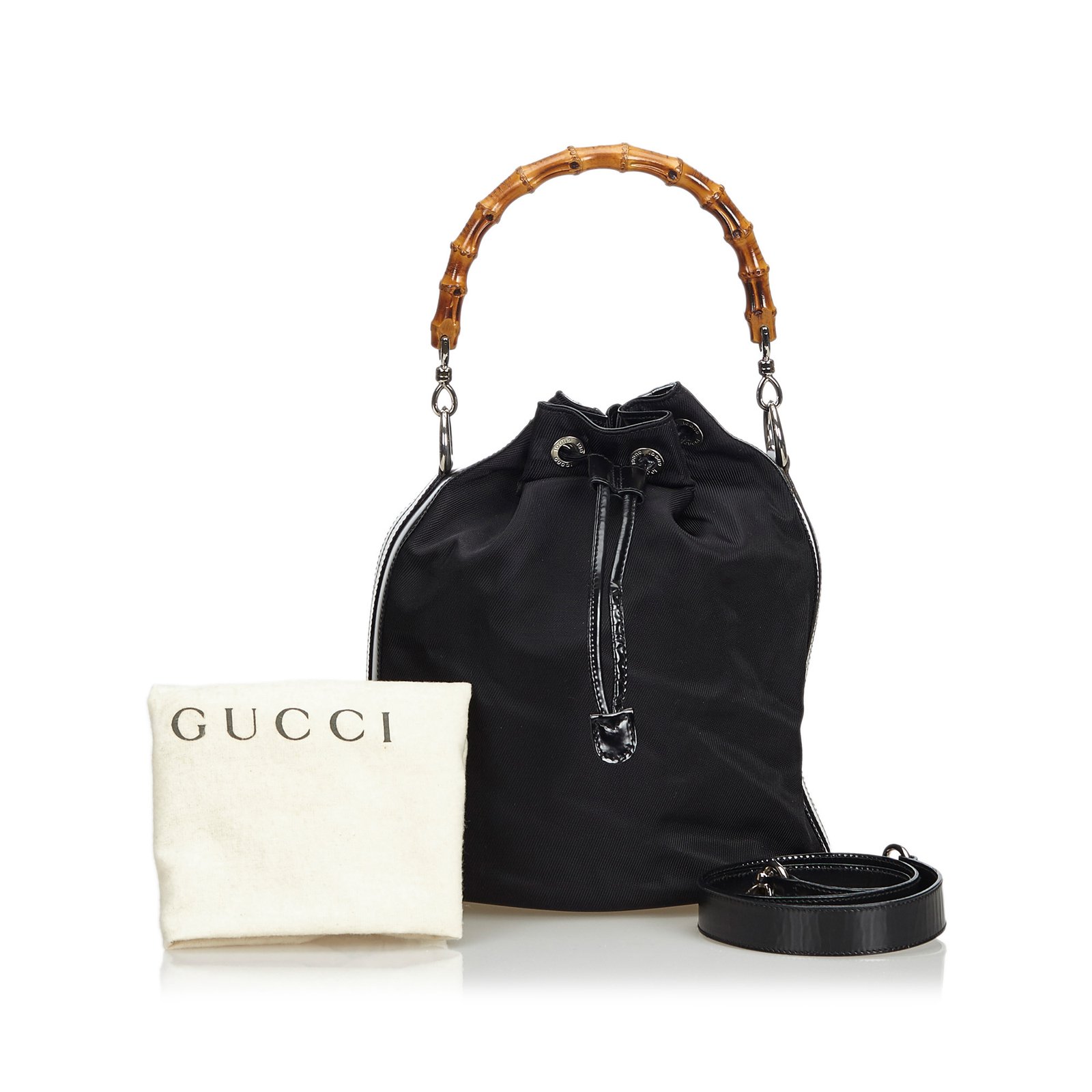 Gucci Bamboo Nylon Bucket Bag Handbags 