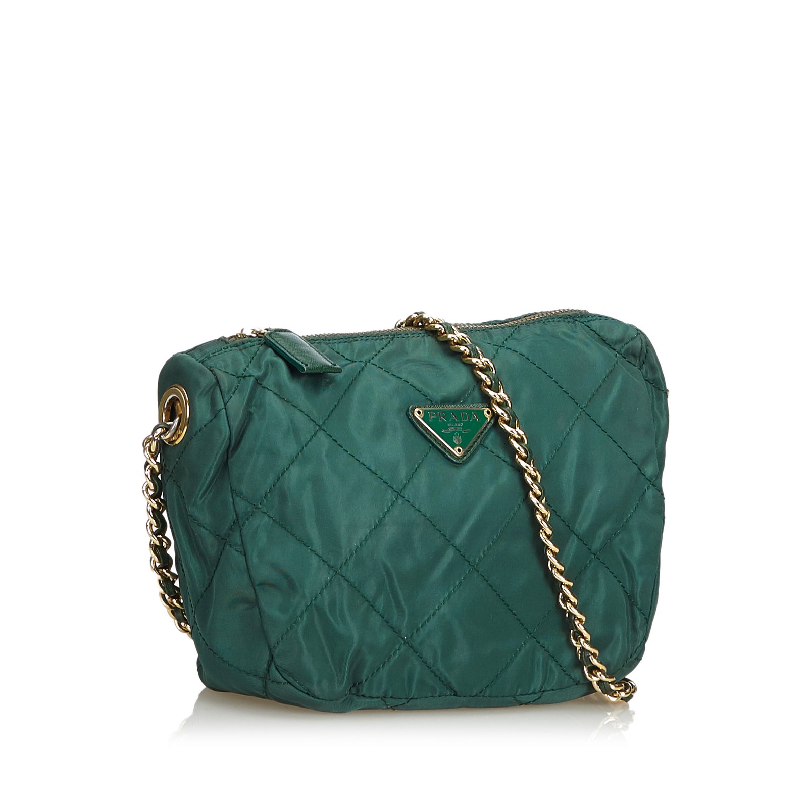 Sacs A Main Prada Sac A Bandouliere En Nylon Nylon Tissu Vert Ref Joli Closet