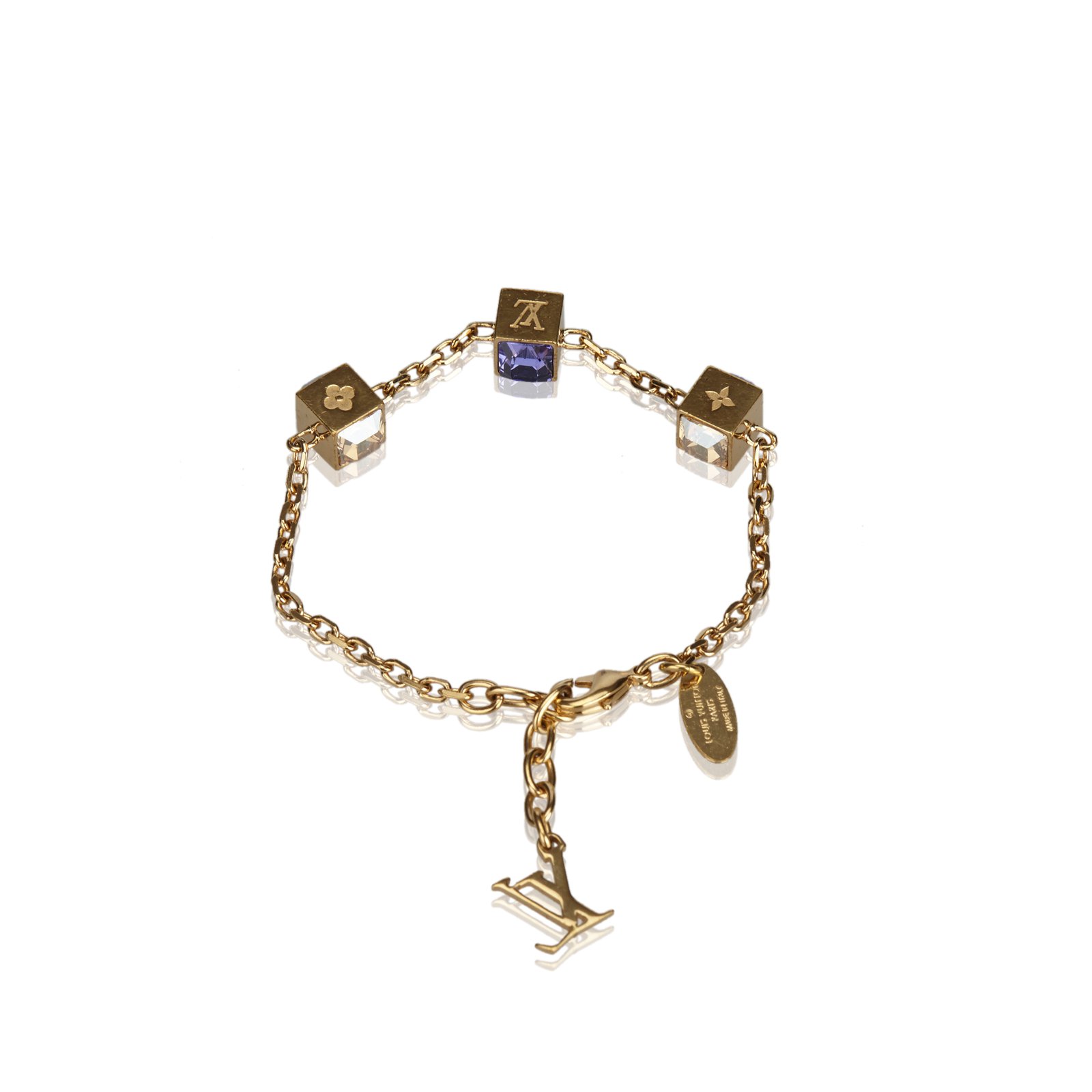 Louis Vuitton Gamble Crystal Bracelet Golden Purple Metal ref.102304 - Joli  Closet
