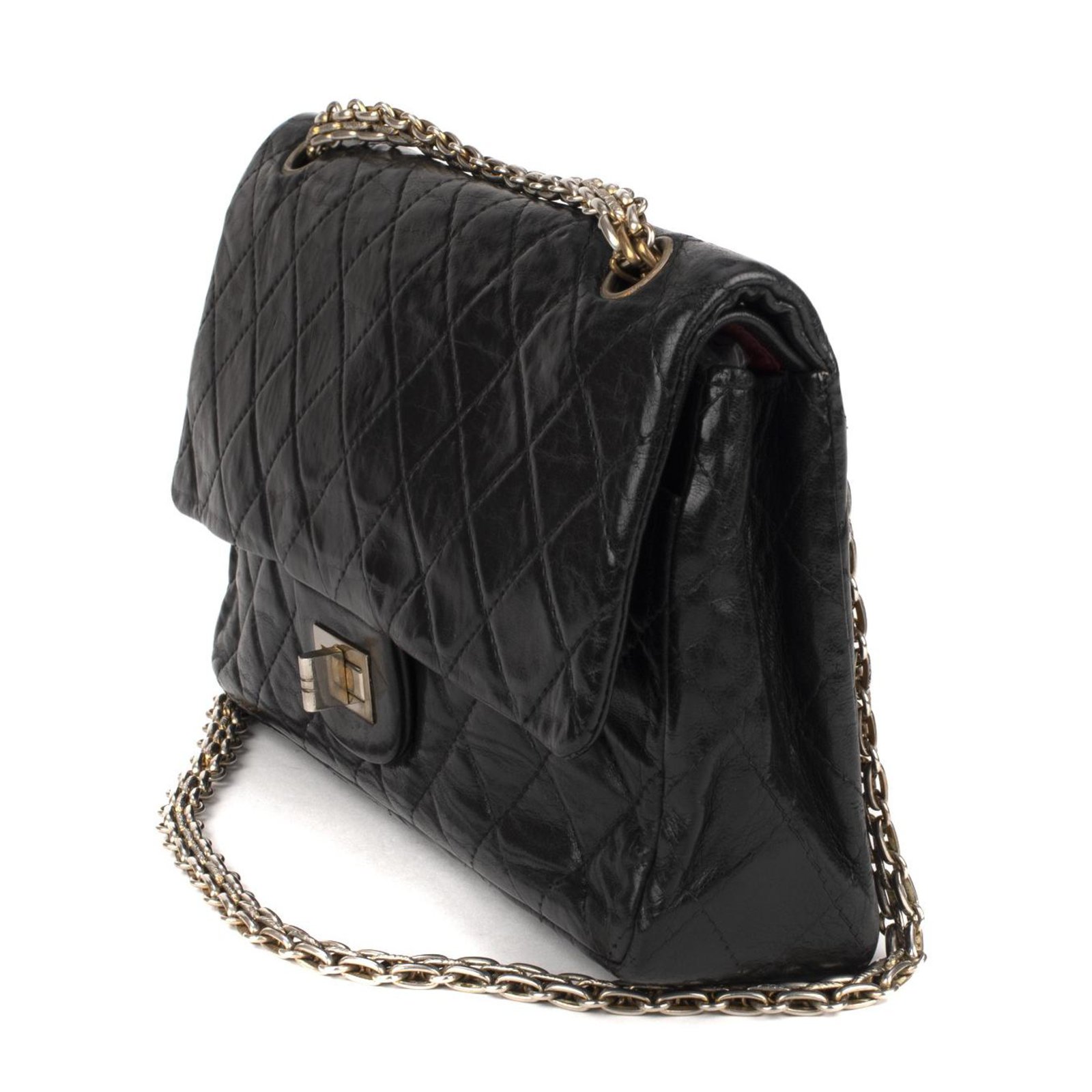 Chanel bag 2.55 vintage black quilted leather in good condition