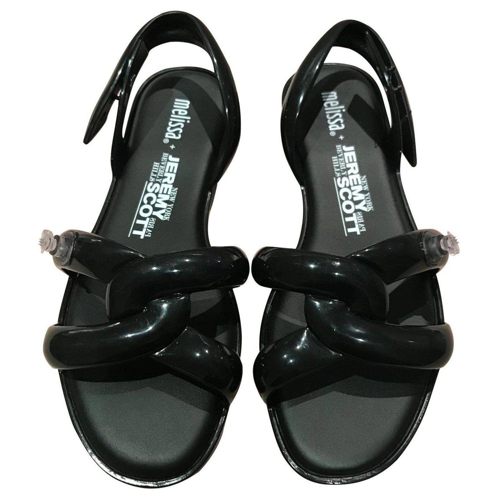 Melissa x Jeremy Scott bow sandals Black Rubber ref.111928 - Joli Closet