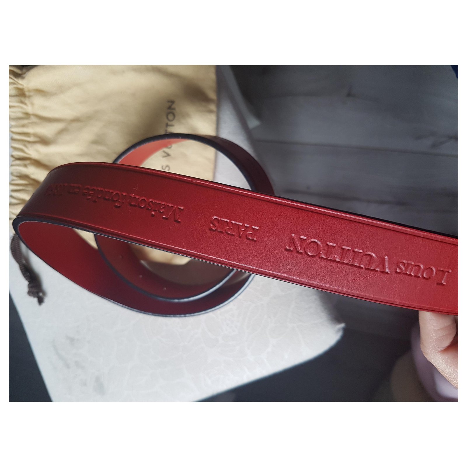 Louis Vuitton Red Pomme D'Amour Monogram Vernis Belt Size 90/36