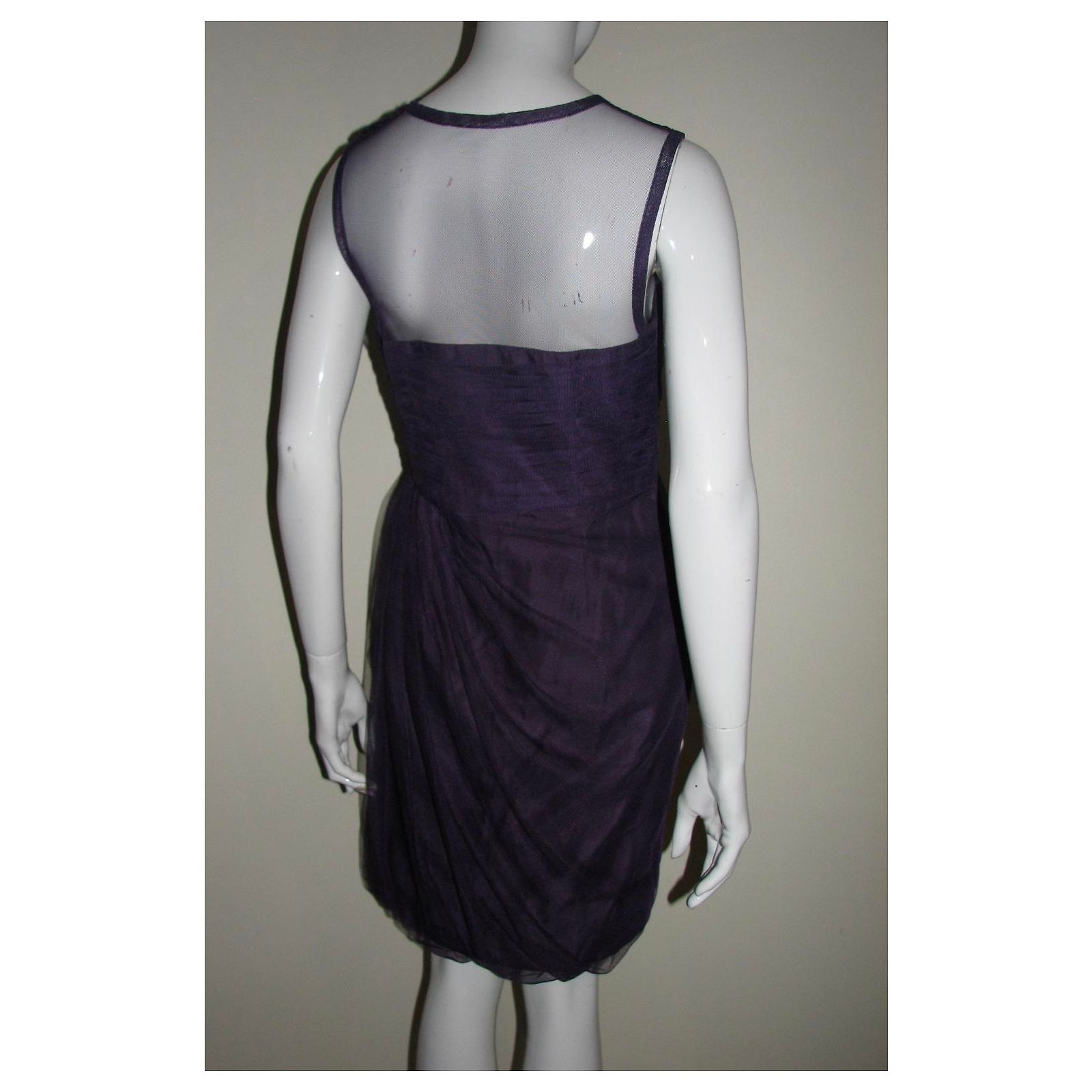 Robe Simply Vera Wang Taille XL – Plissée Sans Manches – Violet Bleu Ivoire Fleuri