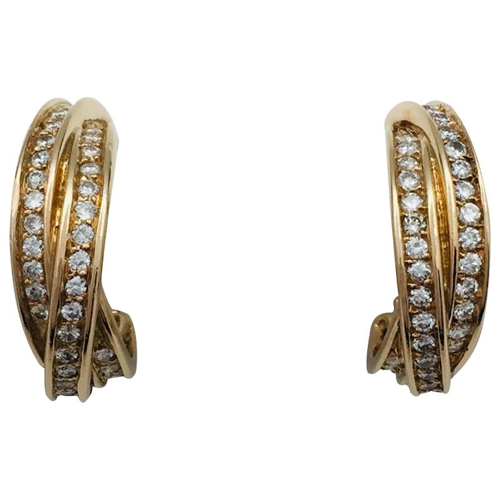 Love Cartier "Trinity" Ohrringe aus Gelbgold und Diamanten. Gelbes Gold