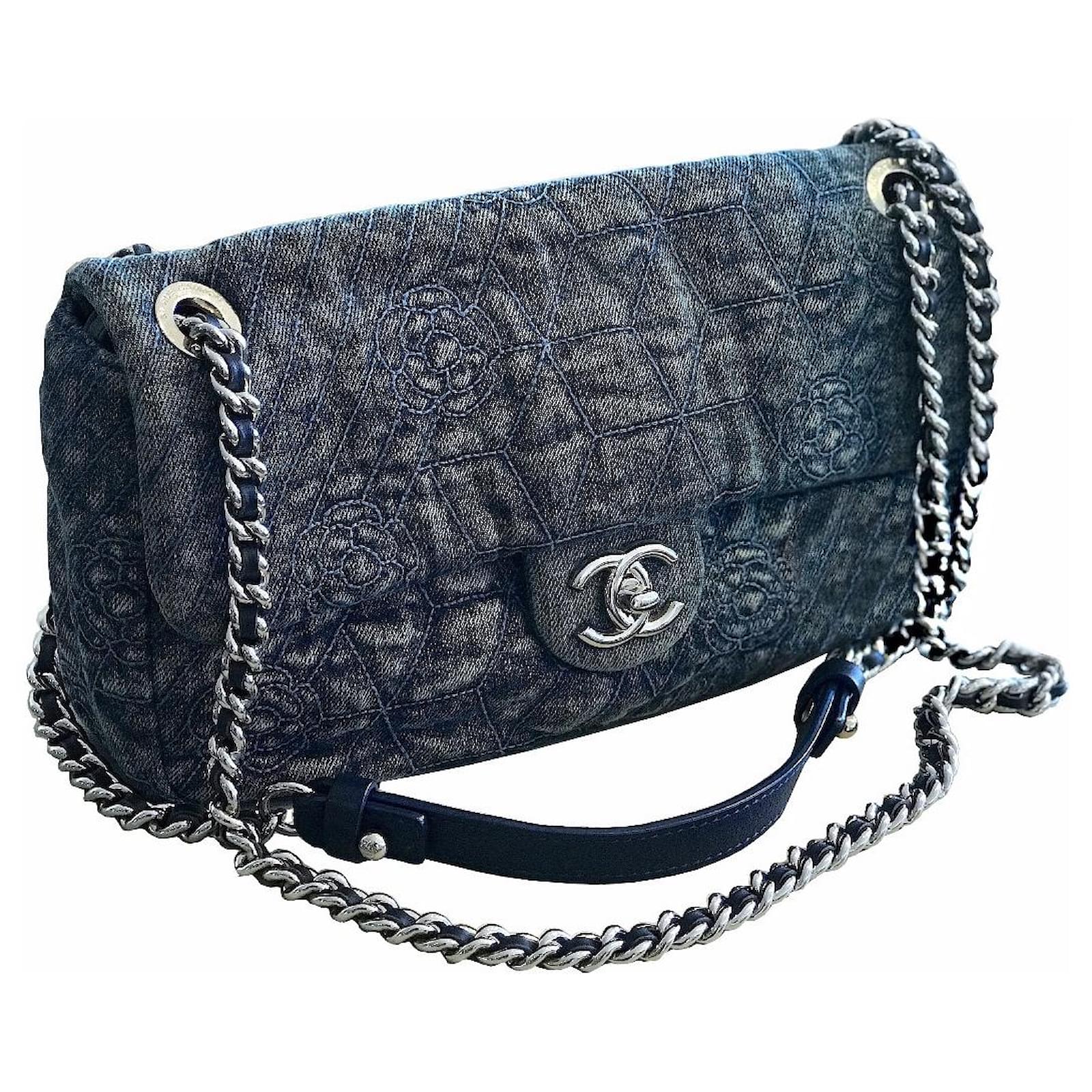 Chanel Crossbody denim flap bag Handbags Leather,Denim Blue ref.113165