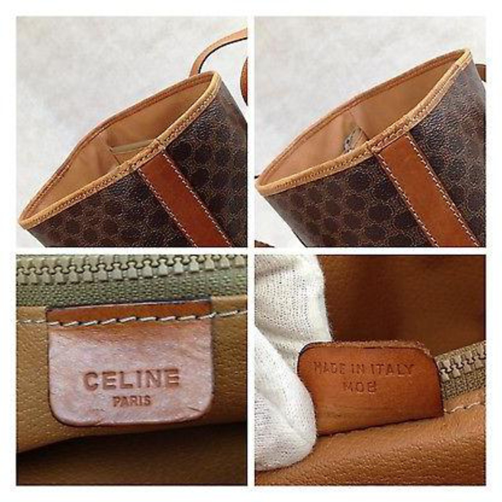 Céline Celine Brown Macadam Dome Handbag Cloth Cloth ref.927199 - Joli  Closet
