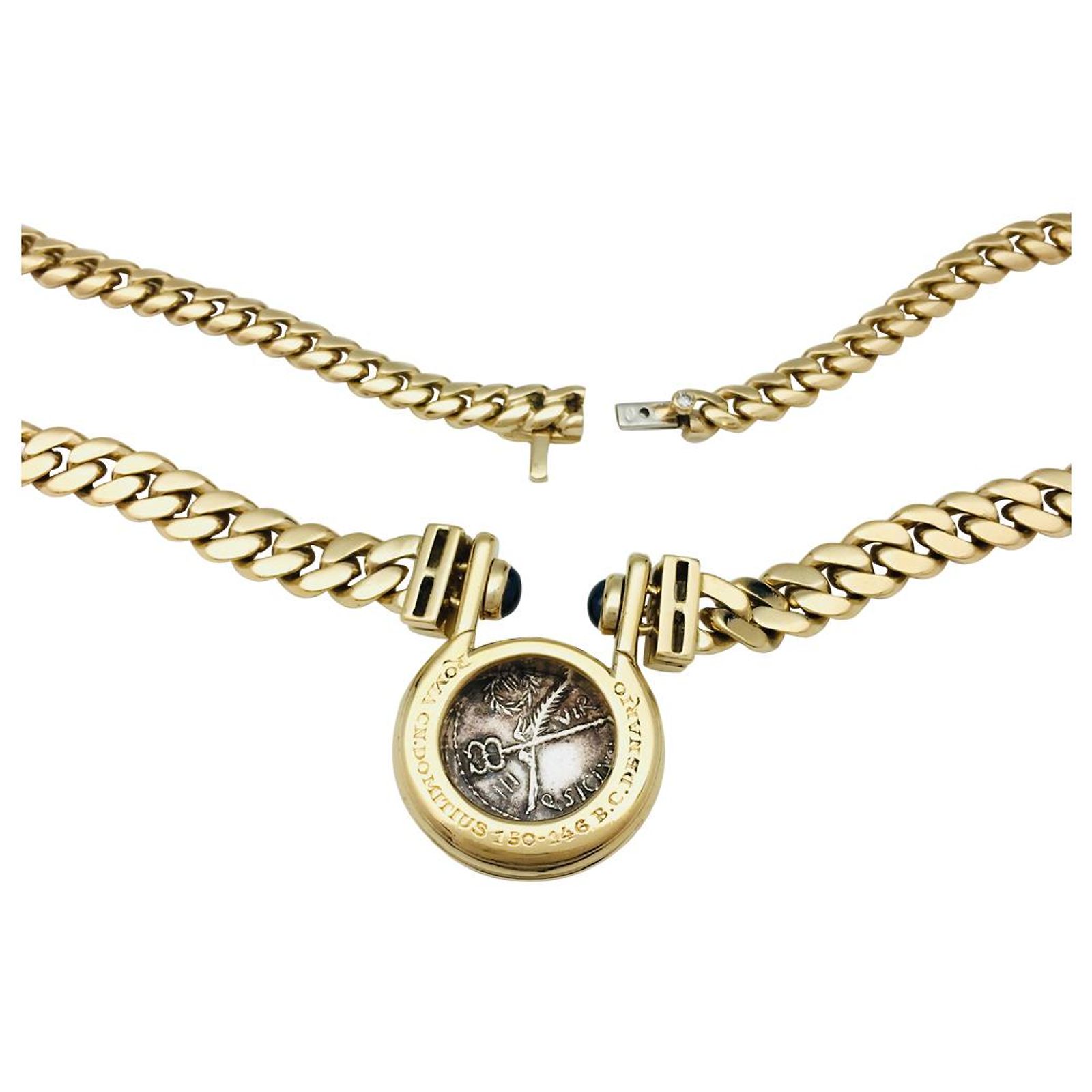 Collier Vintage Argent Brut Avec Cabochons Rouges - Bijou Fantaisie Ancien, Bon état, Occasion