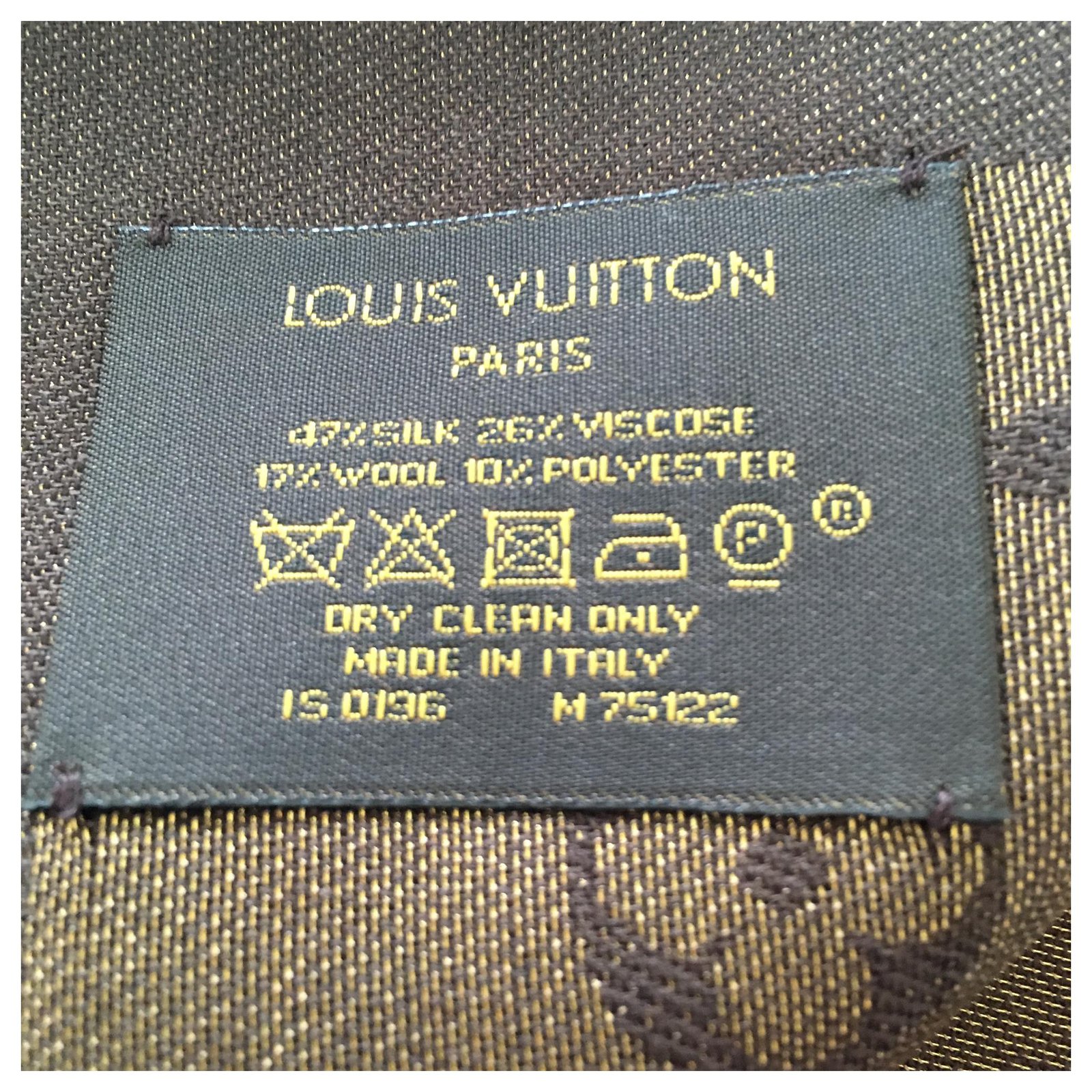 Louis Vuitton monogram scarf weird label