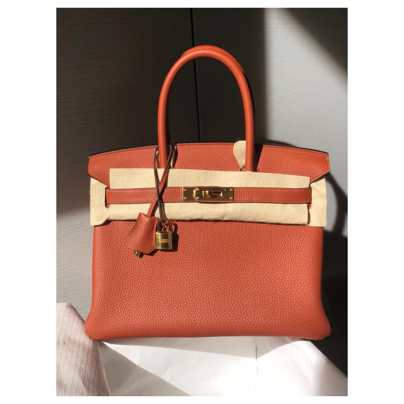 Birkin 30 leather handbag Hermès Orange in Leather - 30841231