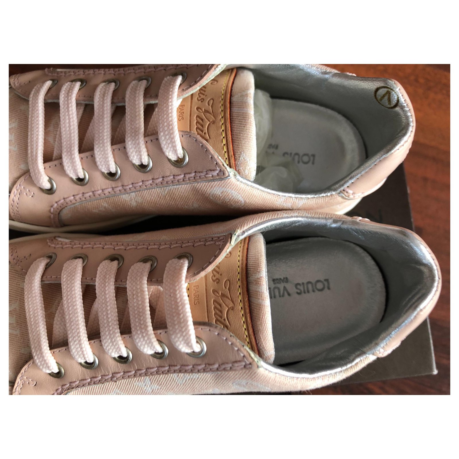 Louis Vuitton Sneakers Pink Leather Cloth Elastane ref.113891