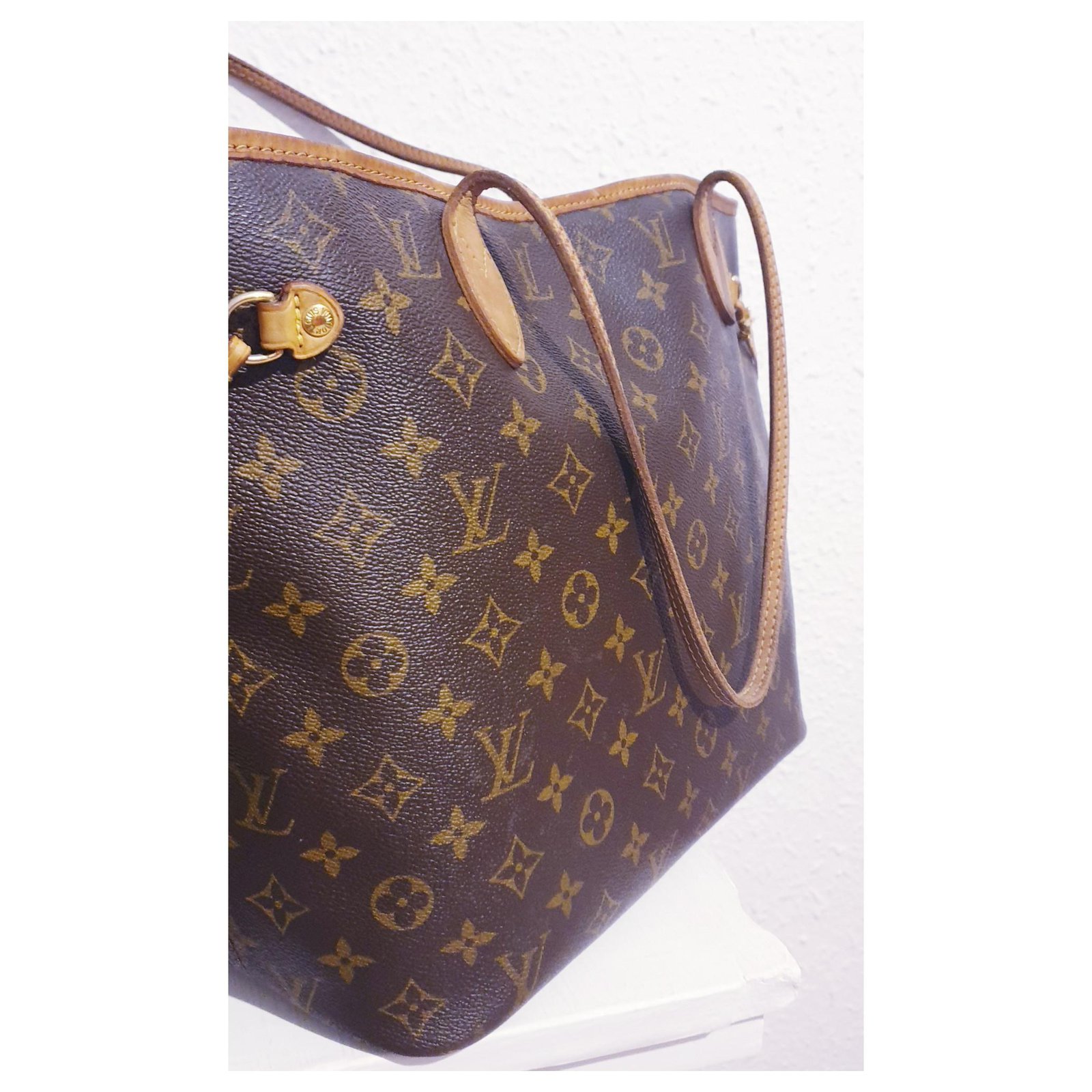 Louis Vuitton Neverfull MM Bag from Vuitton Caramel Dark brown Leather  Cloth ref.115607 - Joli Closet