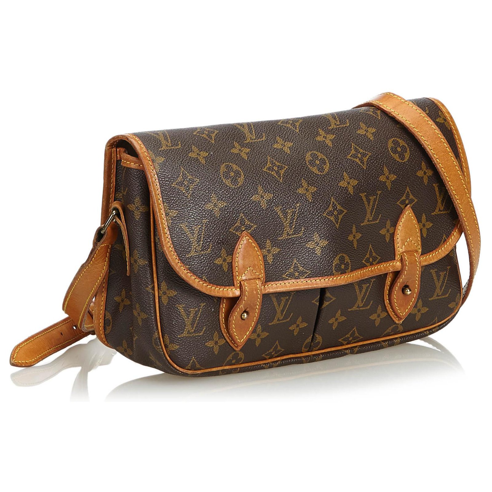 Louis Vuitton Monogram Sac Gibeciere MM Brown Leather Cloth ref.116082 -  Joli Closet