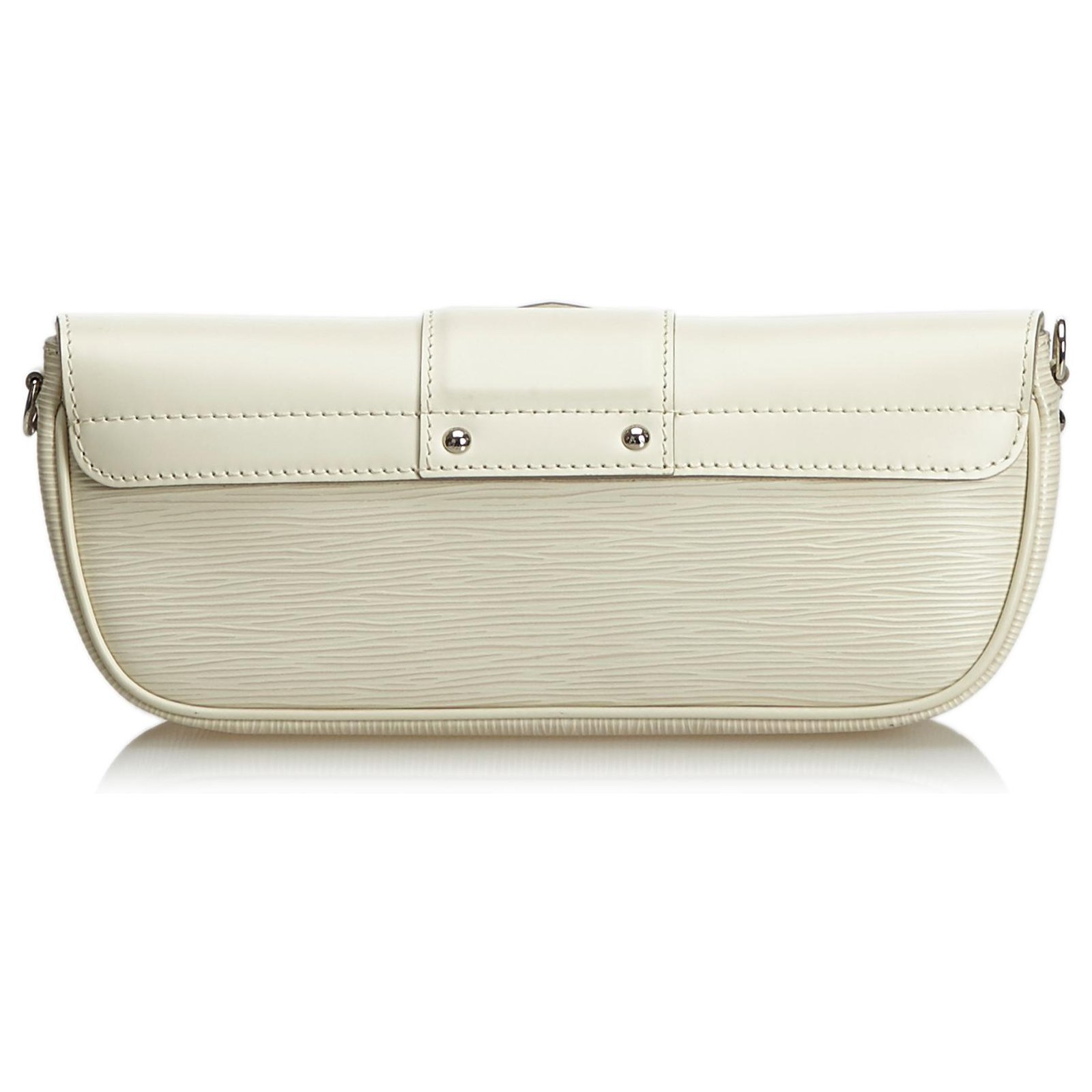 Louis Vuitton Epi Pochette Montaigne White Cream Leather ref