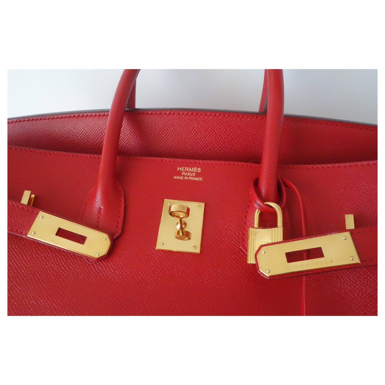 Hermès Courchevel Birkin 35 021696CC Red Leather Pony-style calfskin  ref.882218 - Joli Closet