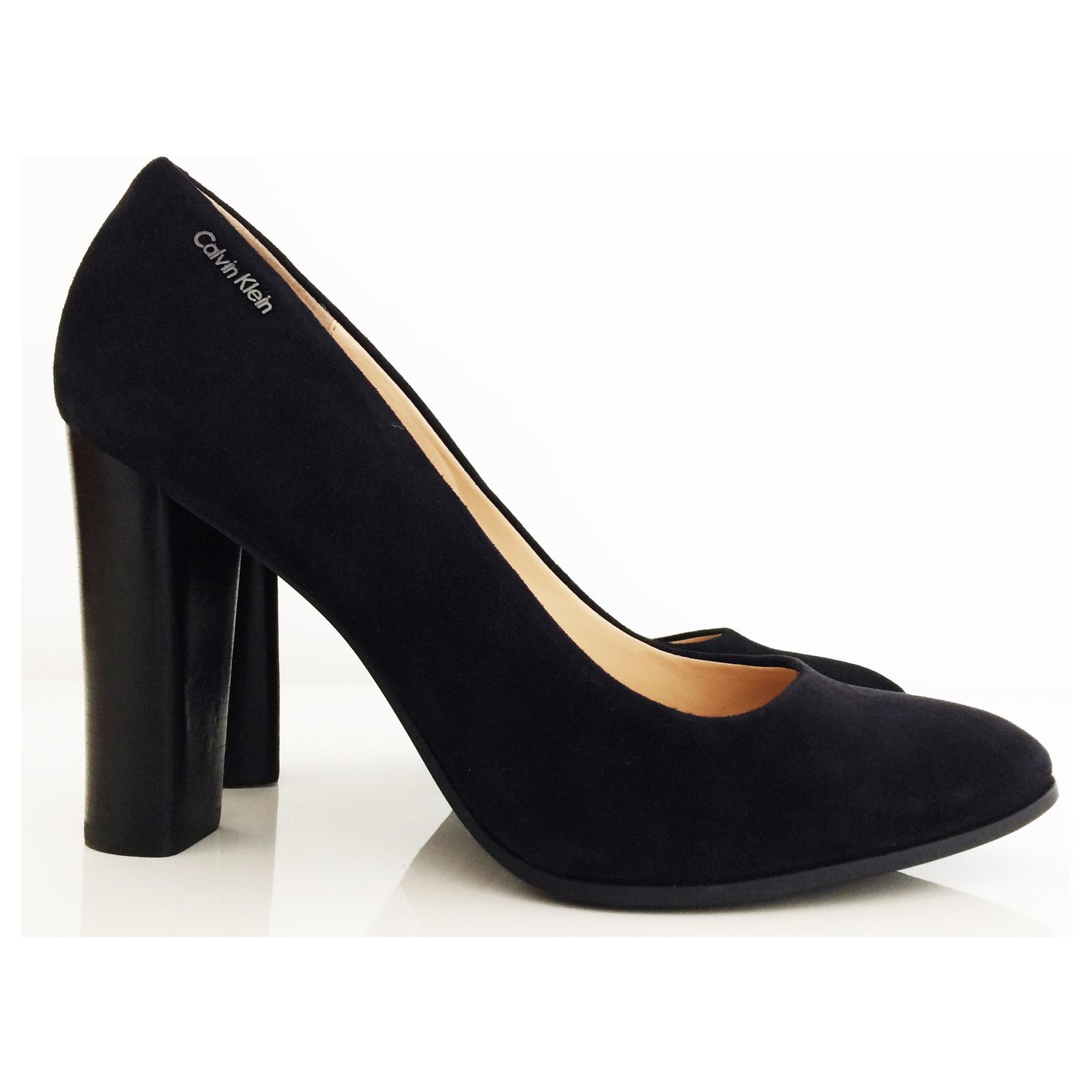 calvin klein black suede pumps