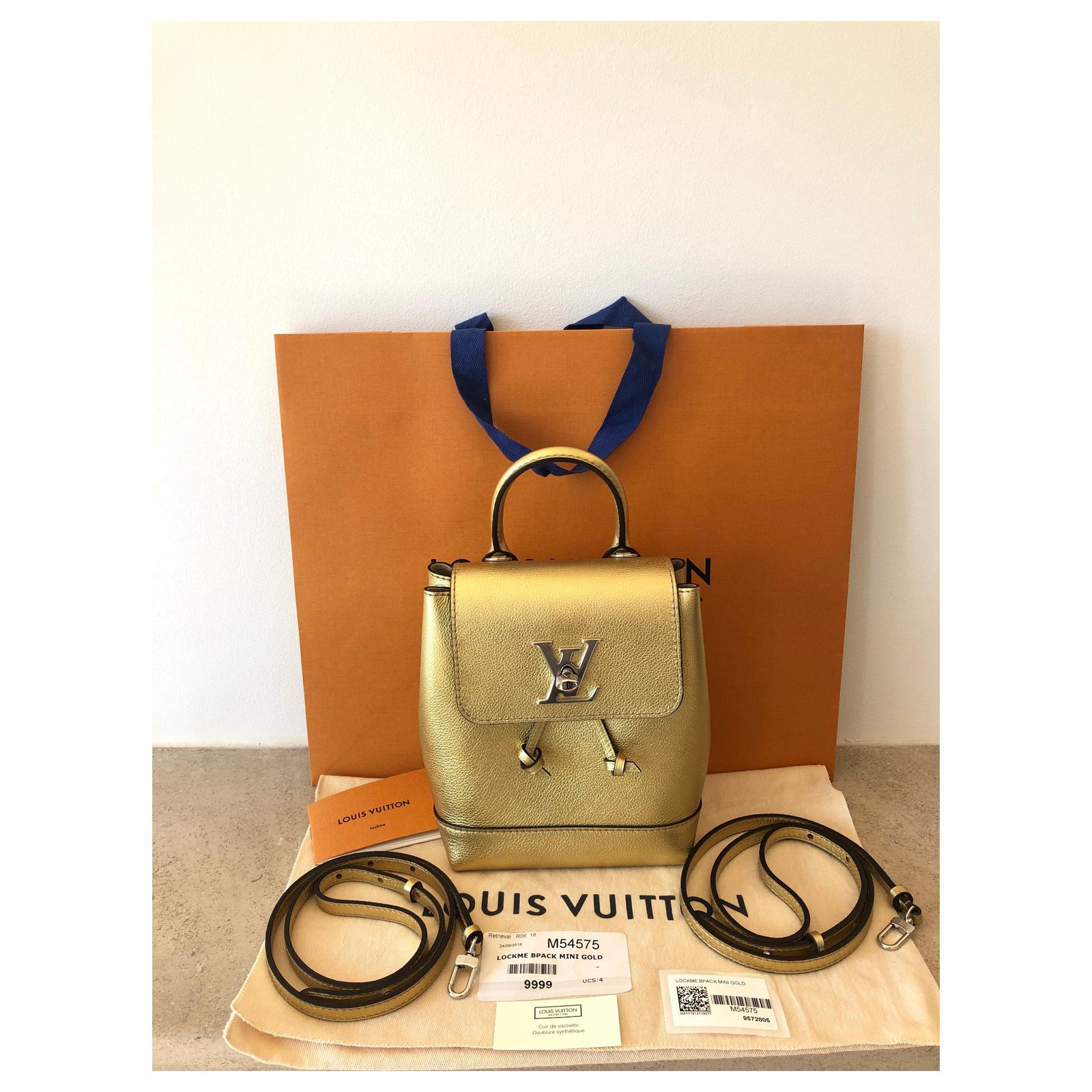 Louis Vuitton Mini Lockme Backpack Bag M54575 Gold 2018