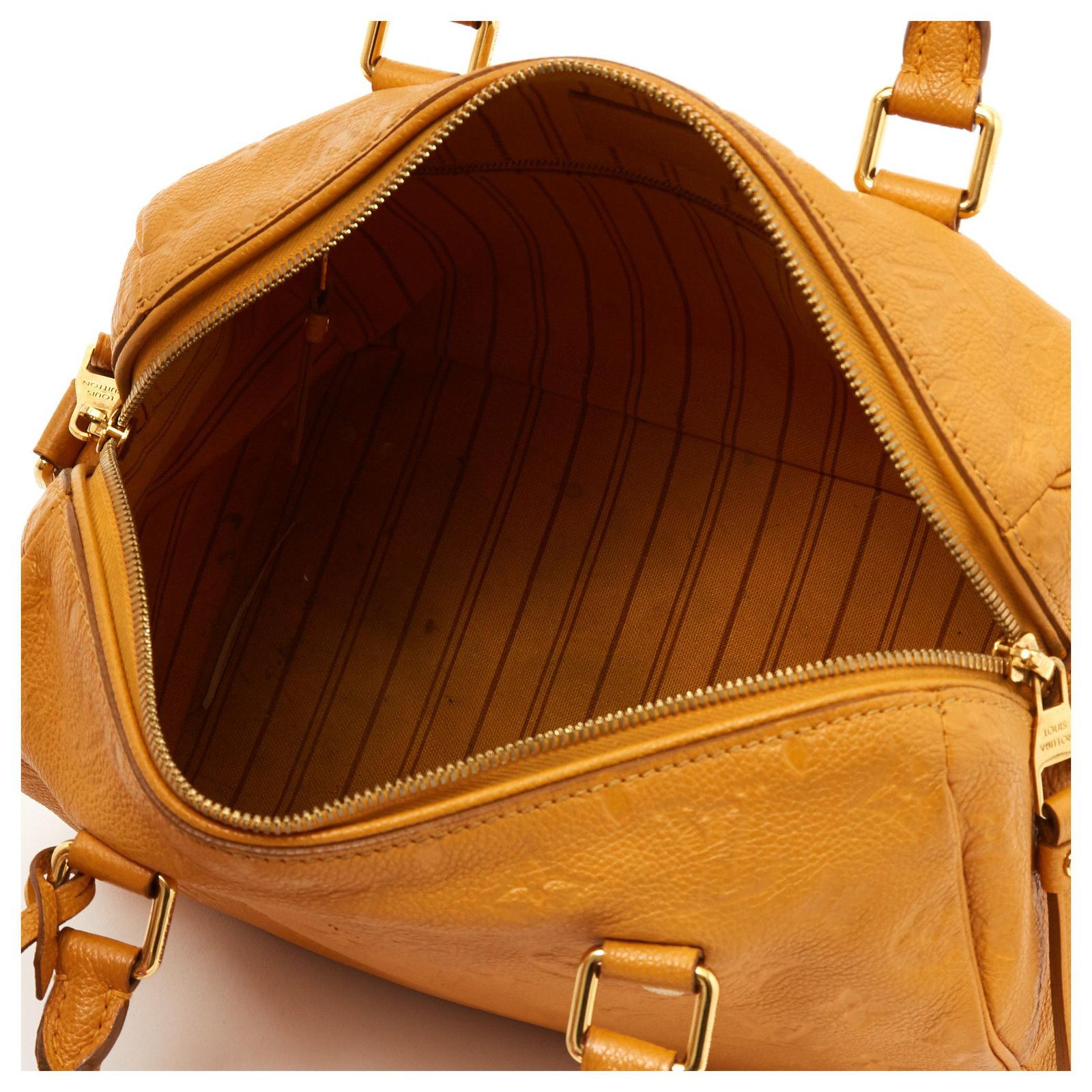 Louis Vuitton Speedy shoulder strap 25 Monogram Imprint Yellow Leather  ref.118232 - Joli Closet
