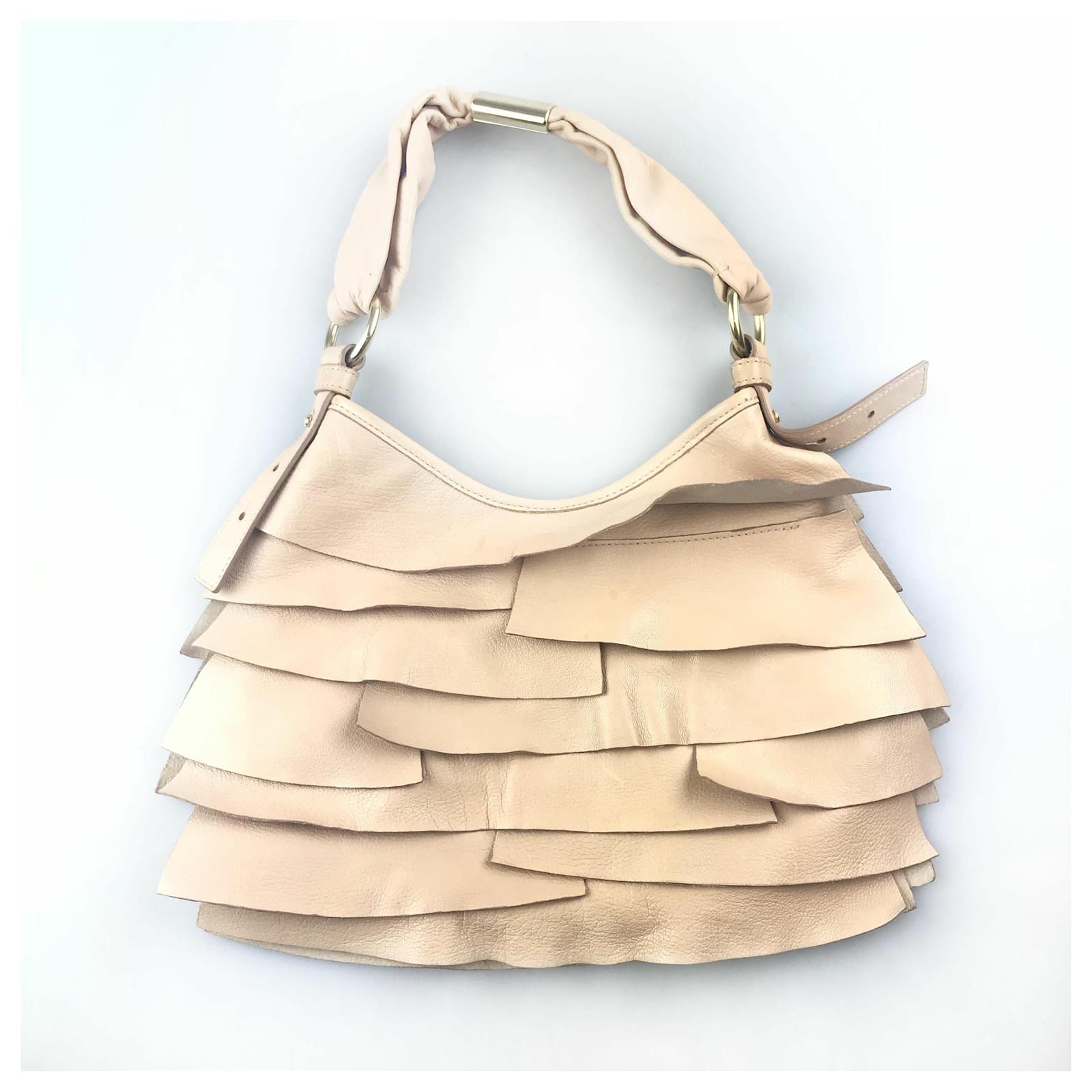 Yves Saint Laurent Sac ?� bandouli?�re YSL Marron Saint-Tropez Cuir Veau fa?�on poulain Beige ref 